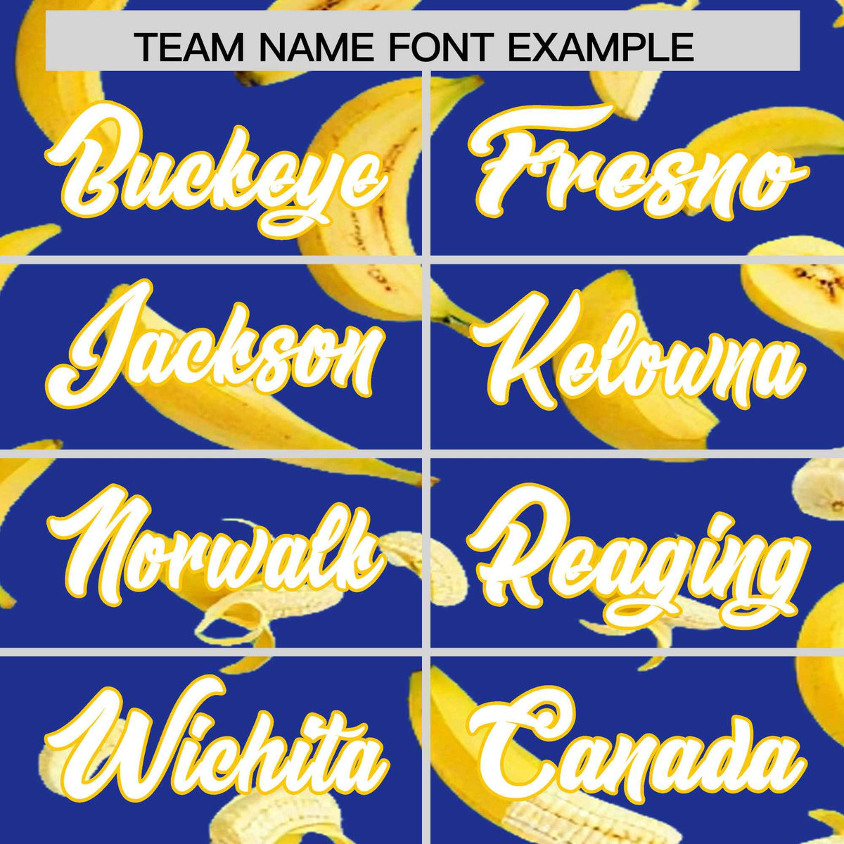 Custom Royal Blue Banana Graffiti Pattern Fashion Authentic Baseball Jersey | Graffiti Pattern | Embroidery&amp;Dye-sublimation printing | KXKSHOP