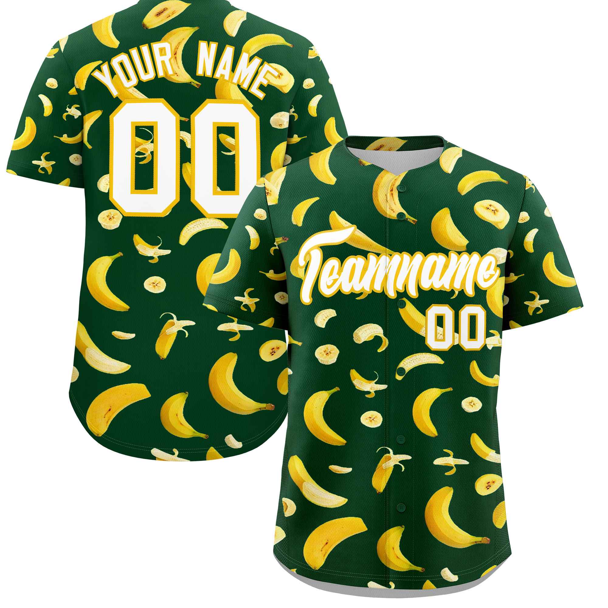 Custom Green Banana Graffiti Pattern Fashion Authentic Baseball Jersey | Graffiti Pattern | Embroidery&Dye-sublimation printing | KXKSHOP