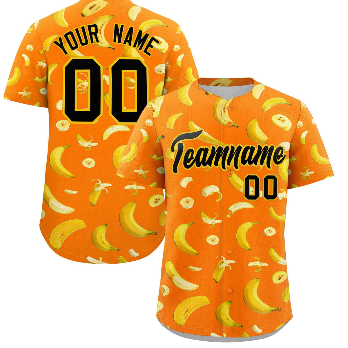 Custom Orange Banana Graffiti Pattern Fashion Authentic Baseball Jersey | Graffiti Pattern | Embroidery&amp;Dye-sublimation printing | KXKSHOP