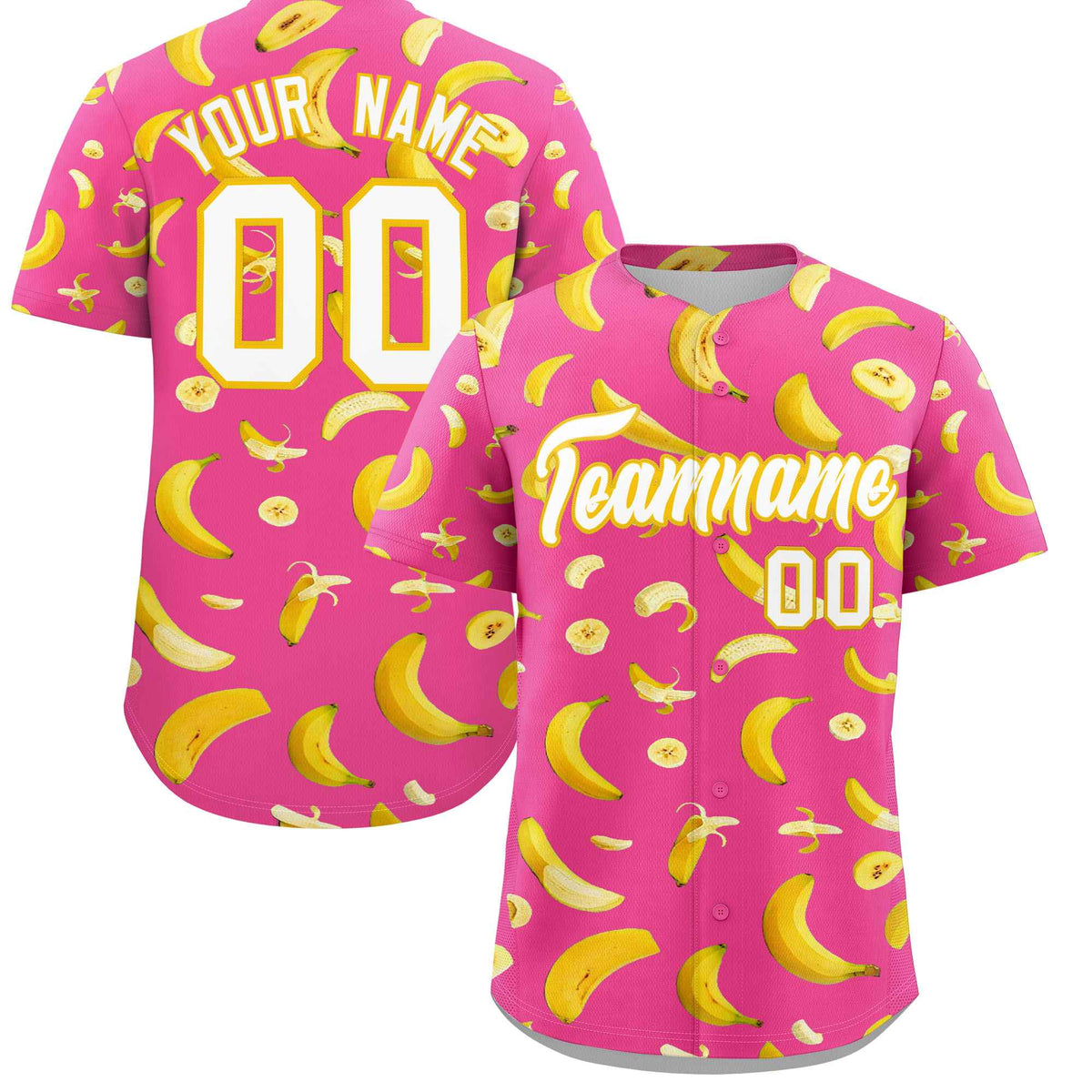 Custom Pink Banana Graffiti Pattern Fashion Authentic Baseball Jersey | Graffiti Pattern | Embroidery&Dye-sublimation printing | KXKSHOP