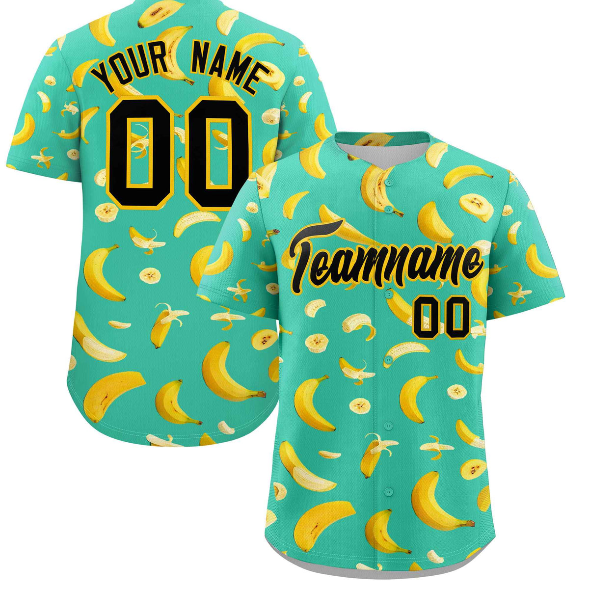 Custom Bright Green Banana Graffiti Pattern Fashion Authentic Baseball Jersey | Graffiti Pattern | Embroidery&amp;Dye-sublimation printing | KXKSHOP