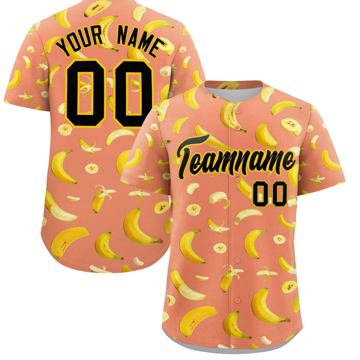 Custom Light Orange Banana Graffiti Pattern Fashion Authentic Baseball Jersey | Graffiti Pattern | Embroidery&amp;Dye-sublimation printing | KXKSHOP