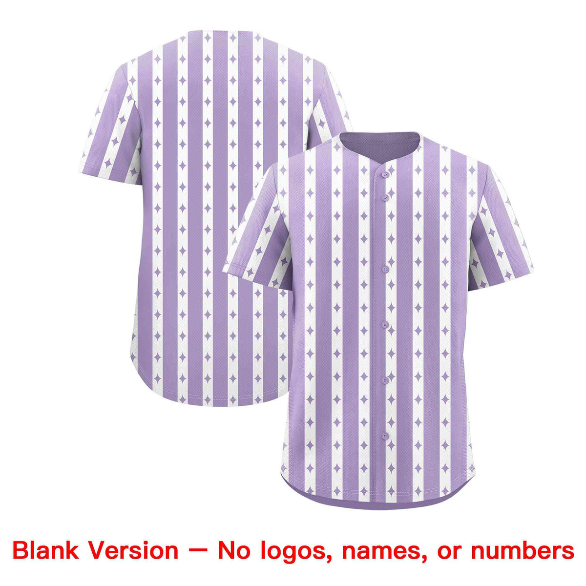 Custom Light Purple White Star Pattern Thick Stripes Baseball Jersey