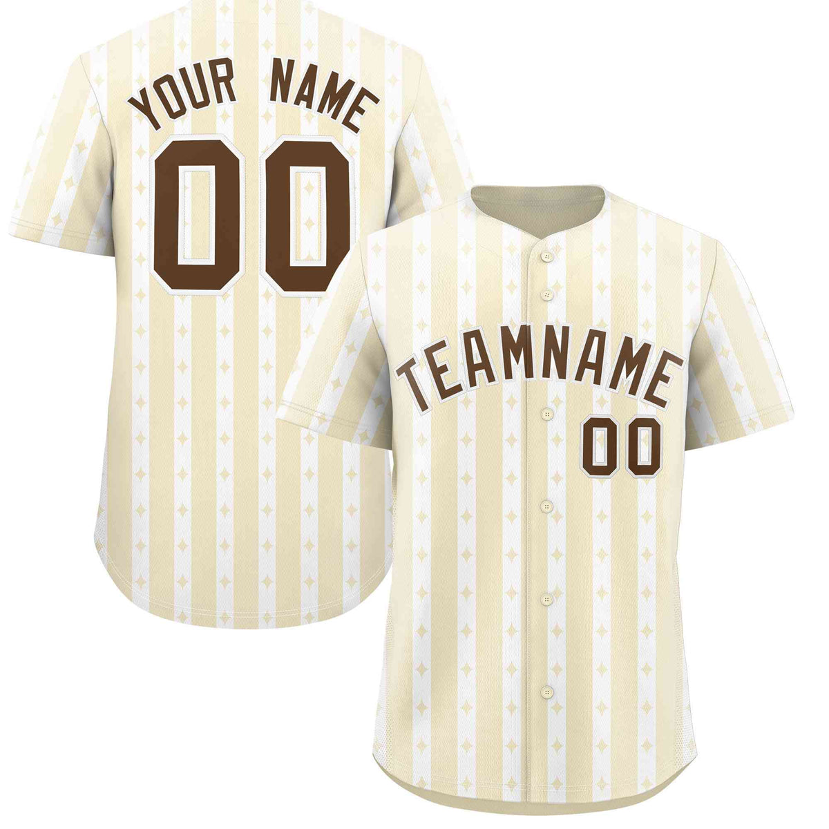 Custom Cream White Star Pattern Thick Stripes Baseball Jersey