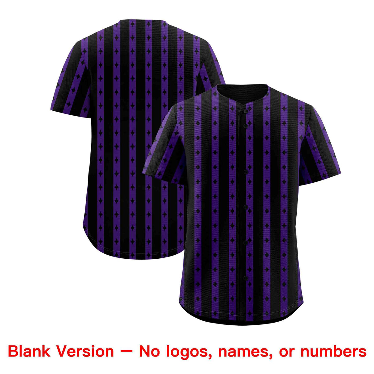 Custom Black Purple Star Pattern Thick Stripes Baseball Jersey