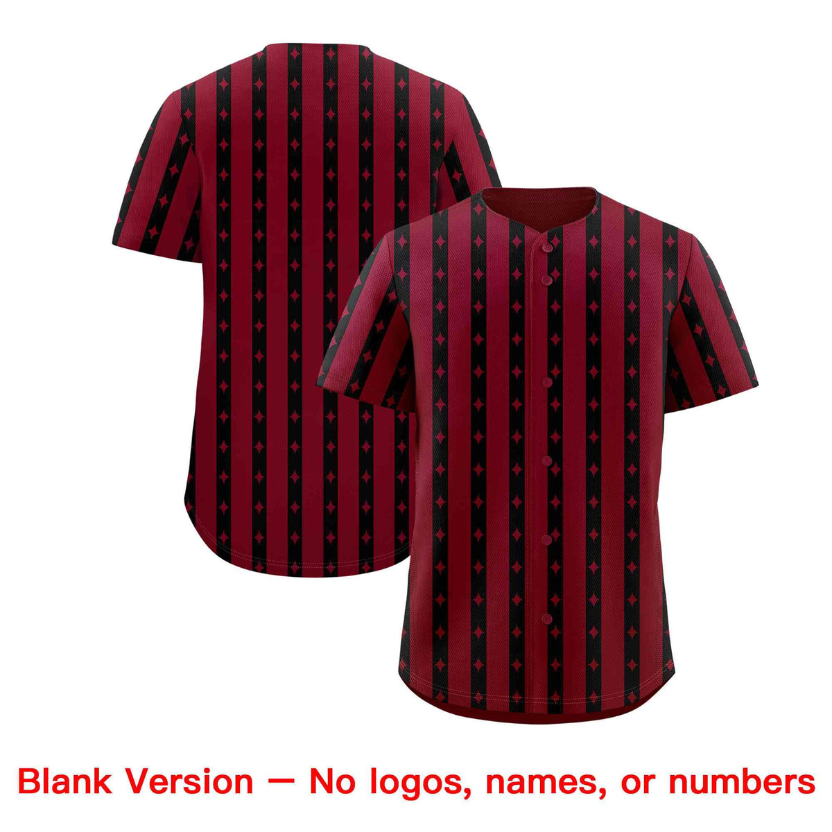 Custom Crimson Black Star Pattern Thick Stripes Baseball Jersey| KXKSHOP