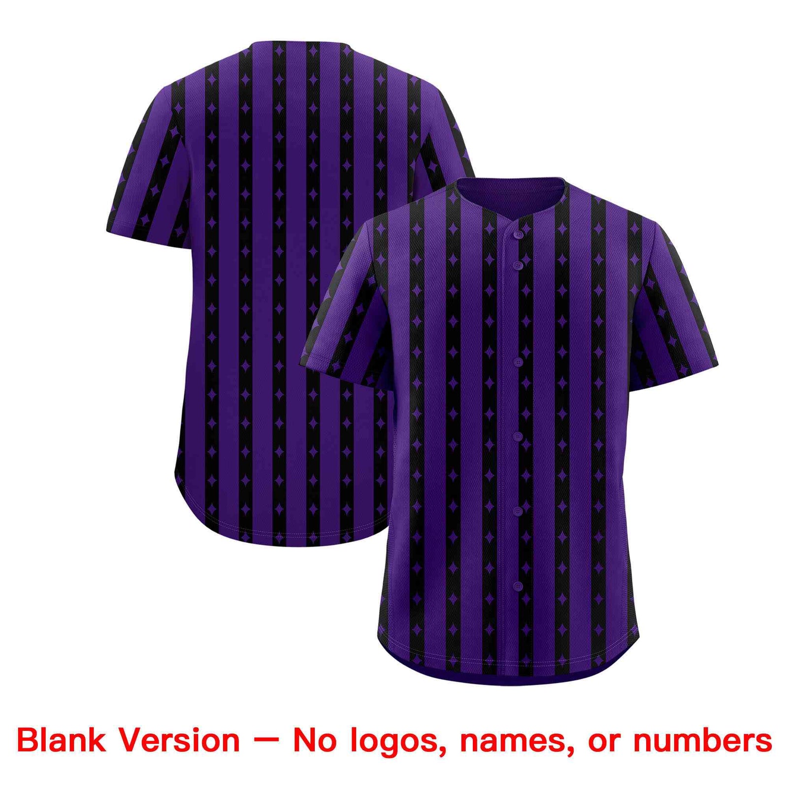 Custom Purple Black Star Pattern Thick Stripes Baseball Jersey| KXKSHOP