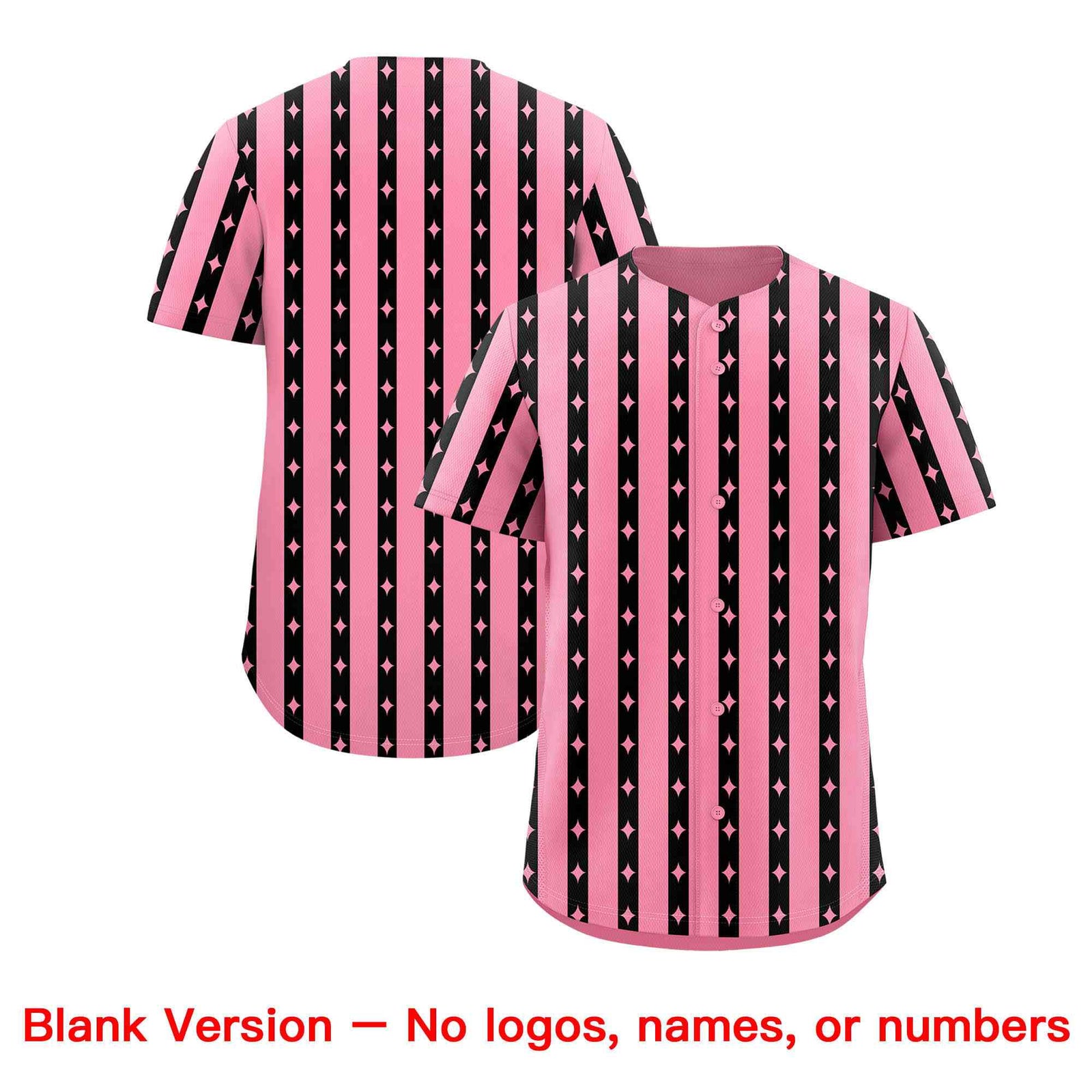 Custom Light Pink Black Star Pattern Thick Stripes Baseball Jersey| KXKSHOP