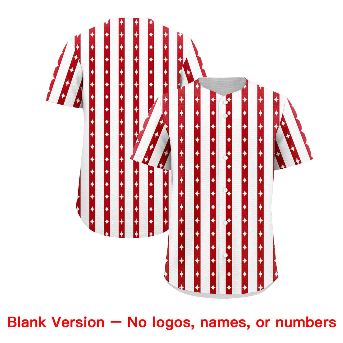 Custom White Red Star Pattern Thick Stripes Baseball Jersey| KXKSHOP