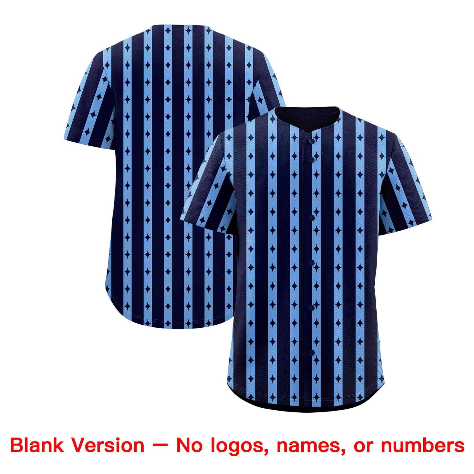 Custom Navy Light Blue Star Pattern Thick Stripes Baseball Jersey| KXKSHOP