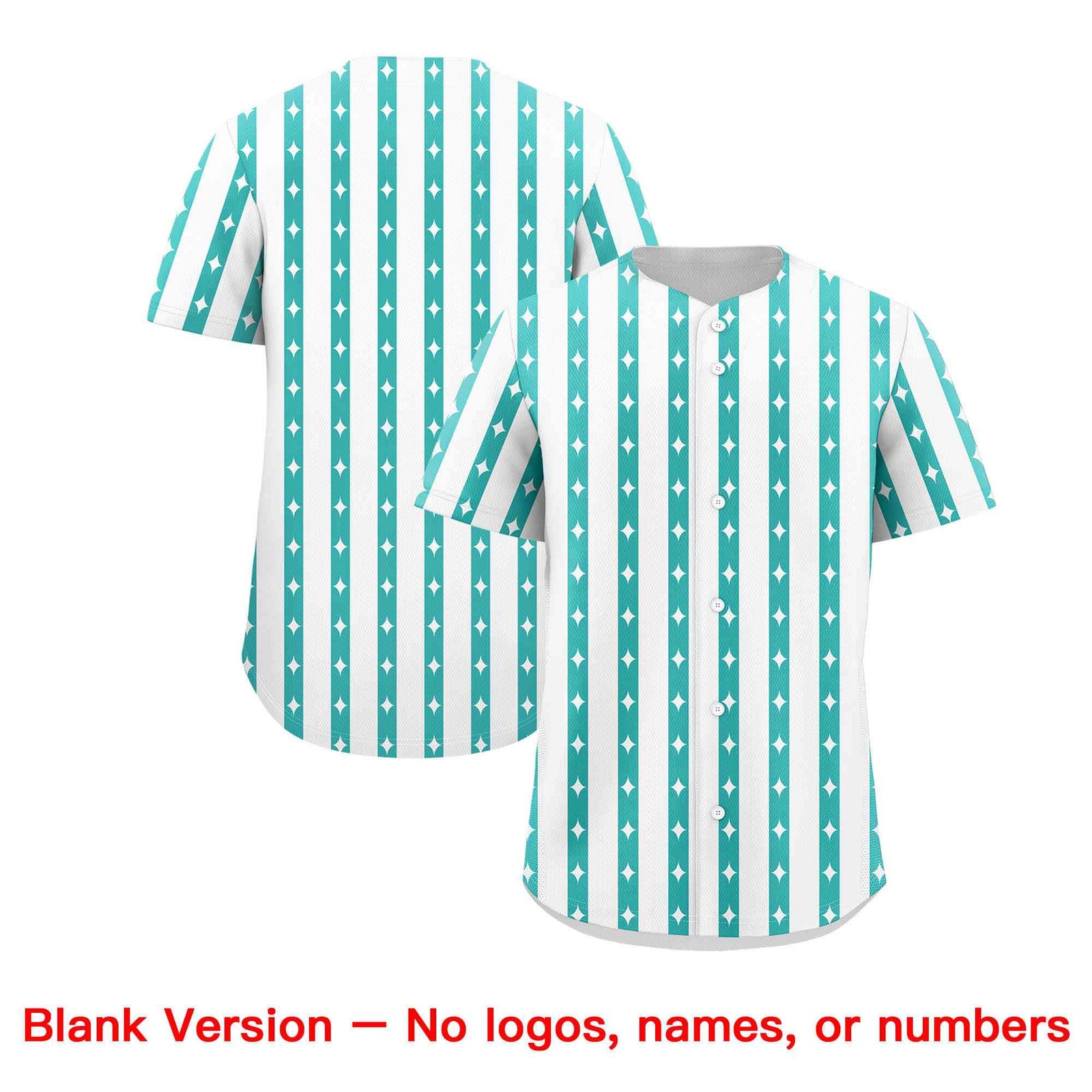 Custom White Teal Star Pattern Thick Stripes Baseball Jersey| KXKSHOP