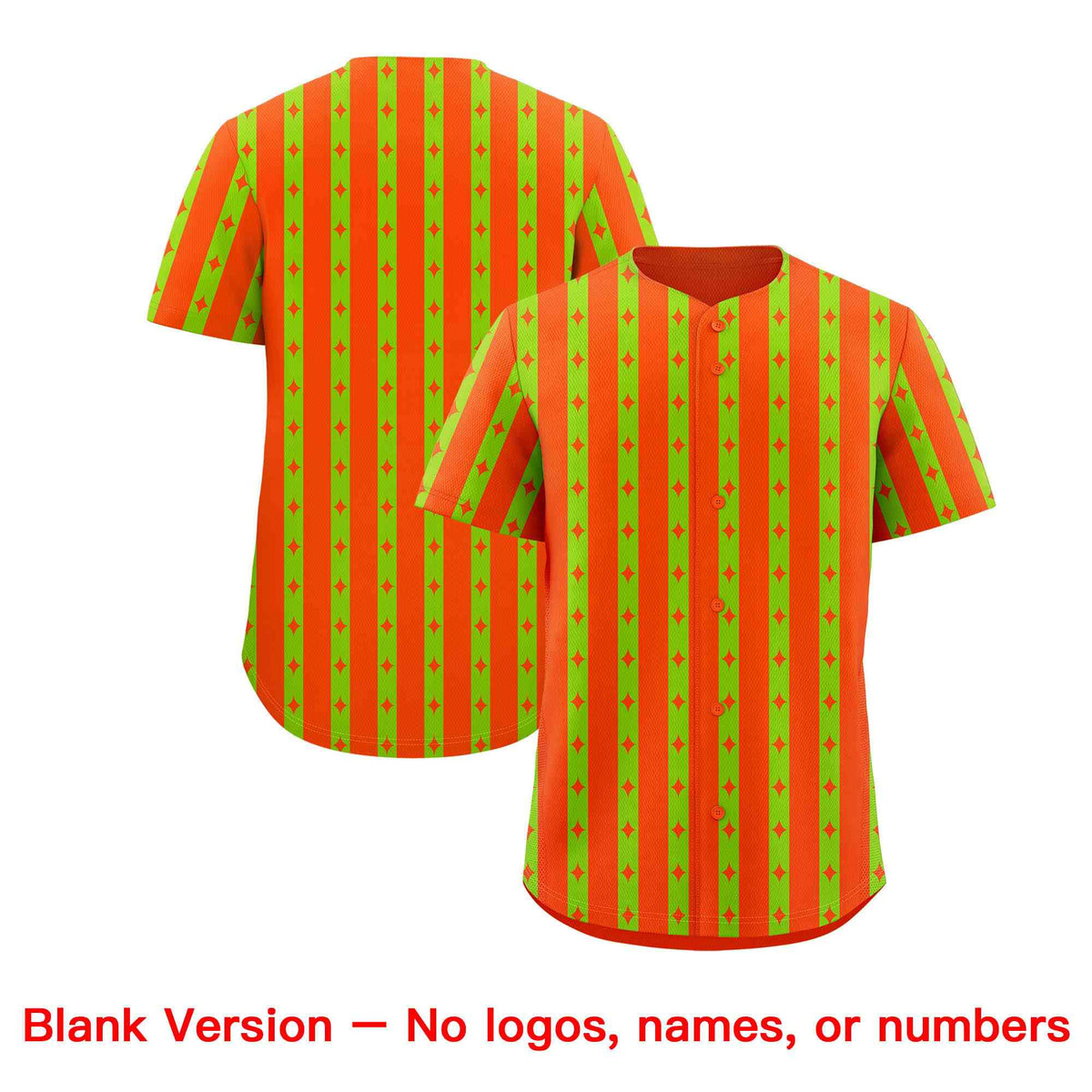 Custom Orange Neon Green Star Pattern Thick Stripes Baseball Jersey