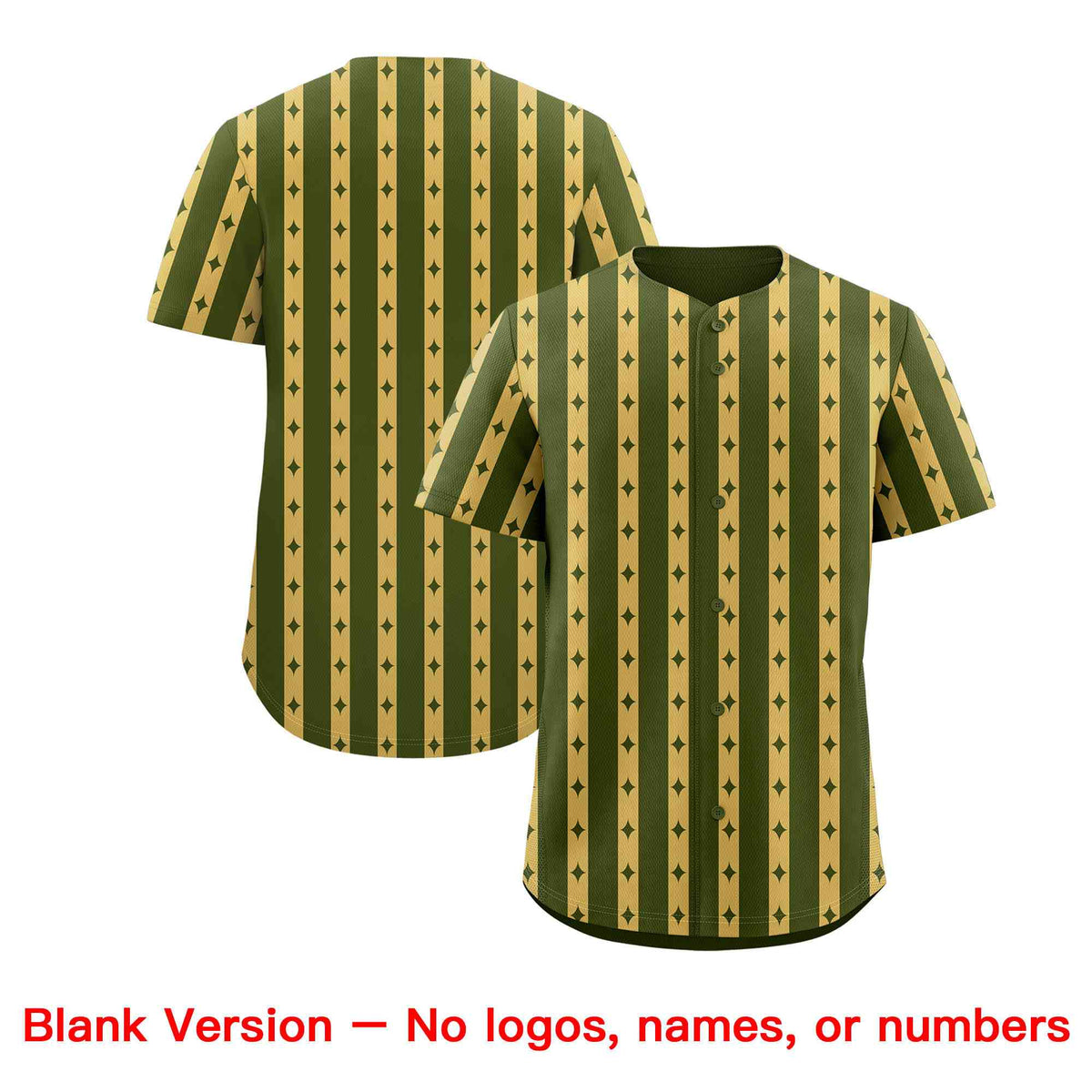 Custom Olive Old Gold Star Pattern Thick Stripes Baseball Jersey| KXKSHOP