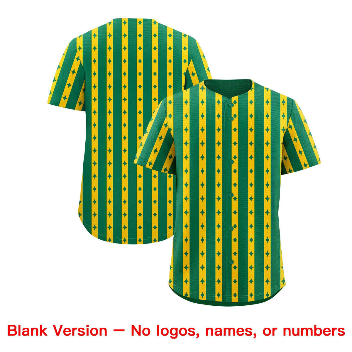 Custom Kelly Green Gold Star Pattern Thick Stripes Baseball Jersey| KXKSHOP