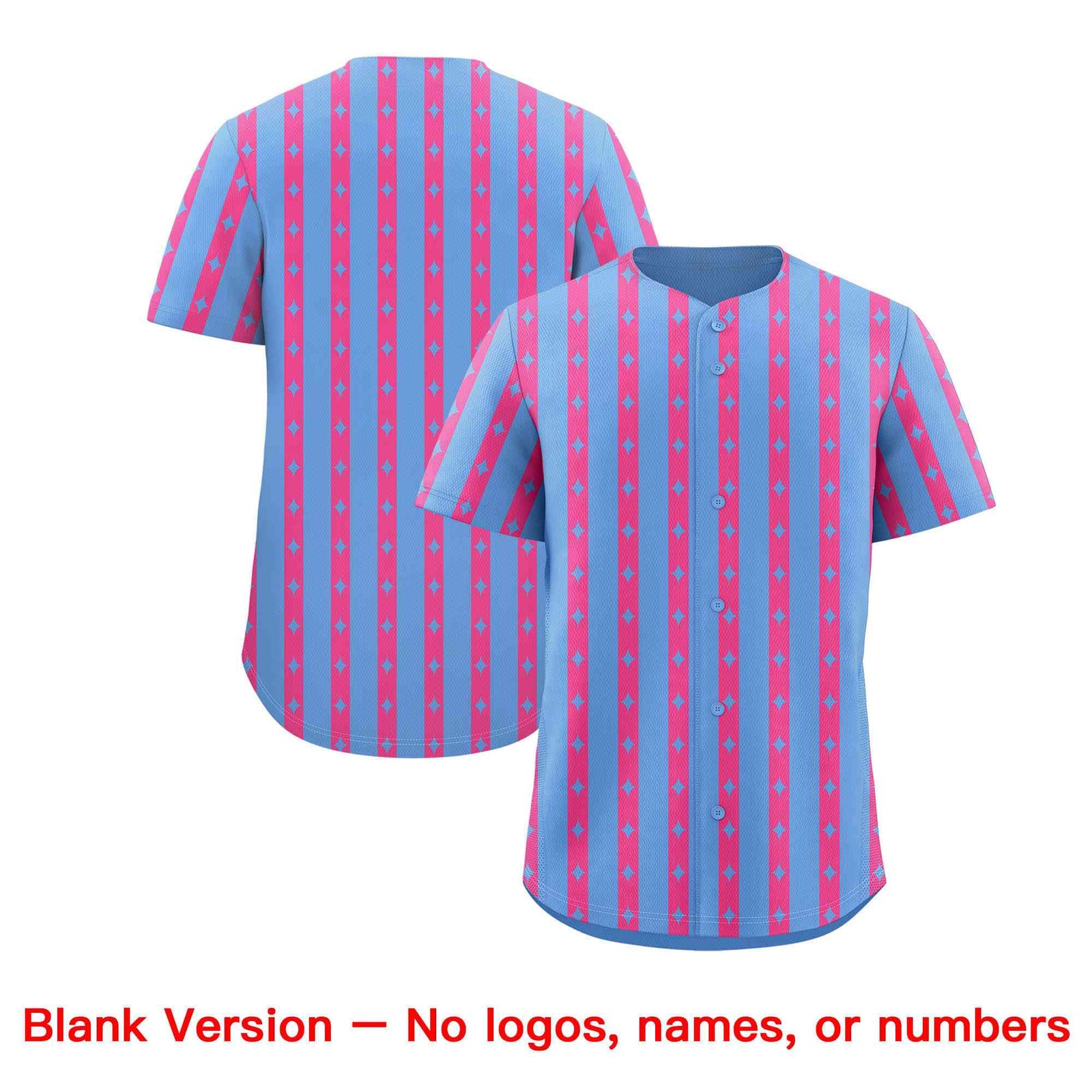 Custom Light Blue Pink Star Pattern Thick Stripes Baseball Jersey| KXKSHOP