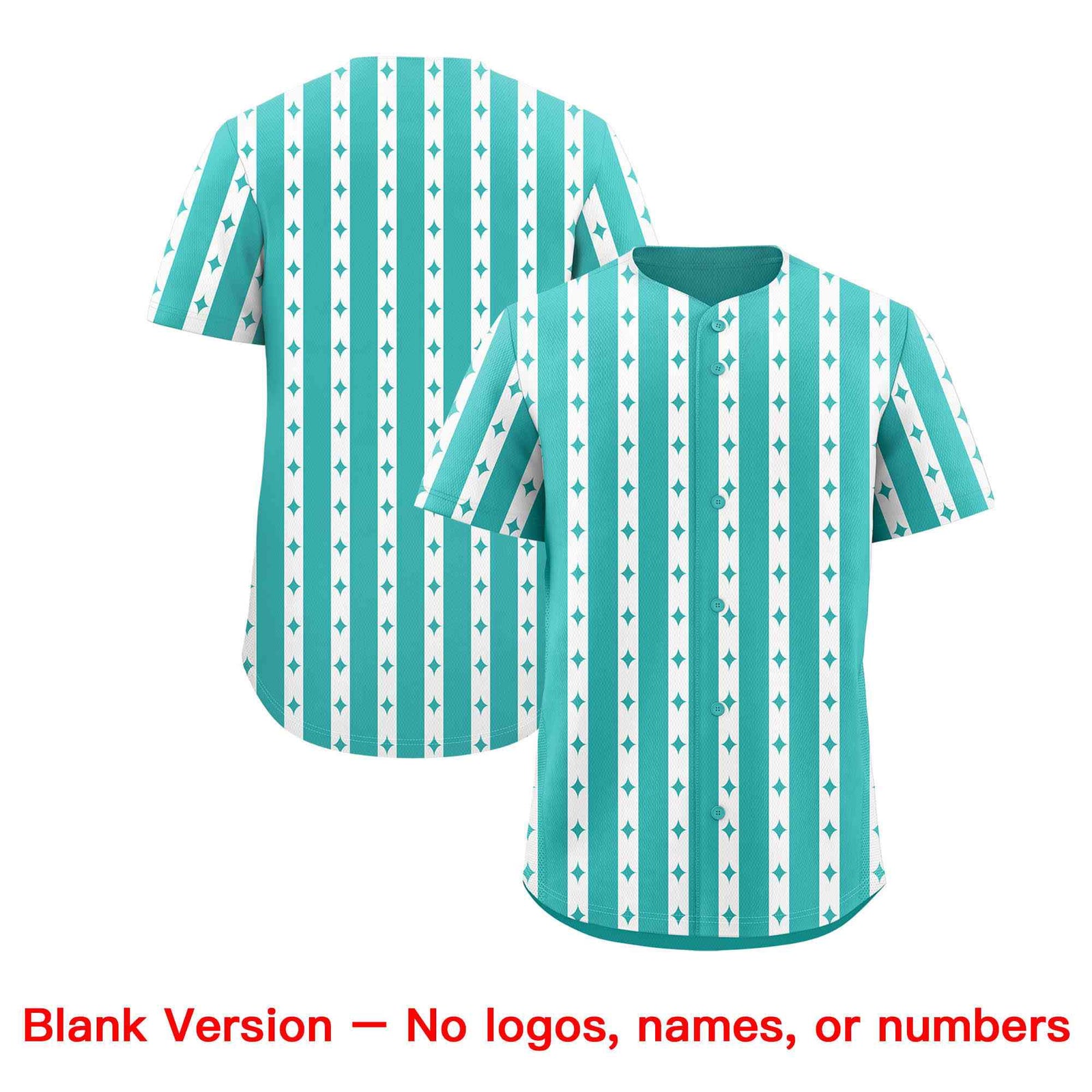 Custom Teal White Star Pattern Thick Stripes Baseball Jersey