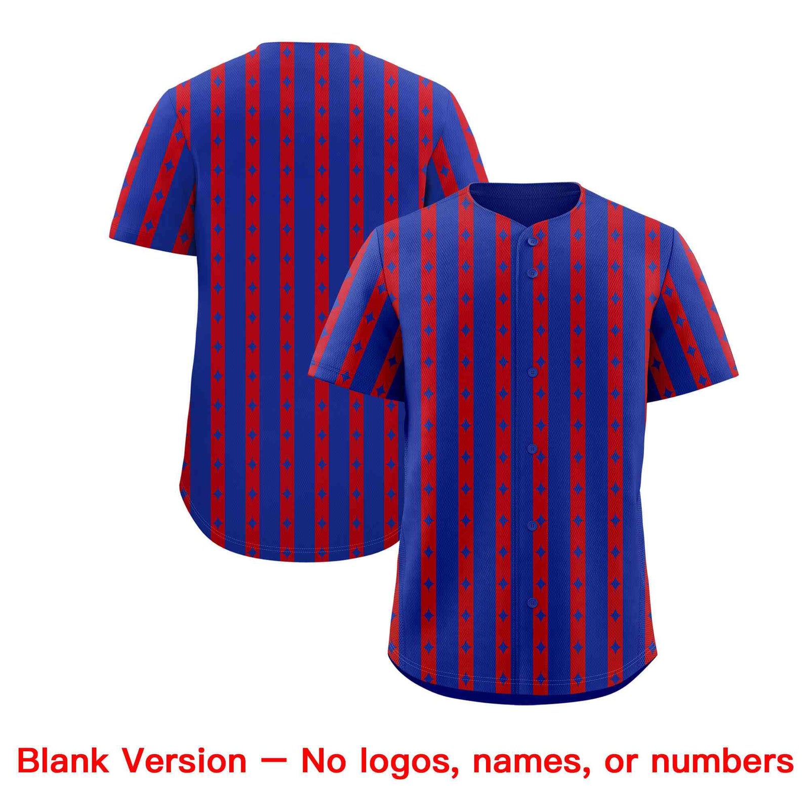 Custom Royal Blue Red Star Pattern Thick Stripes Baseball Jersey