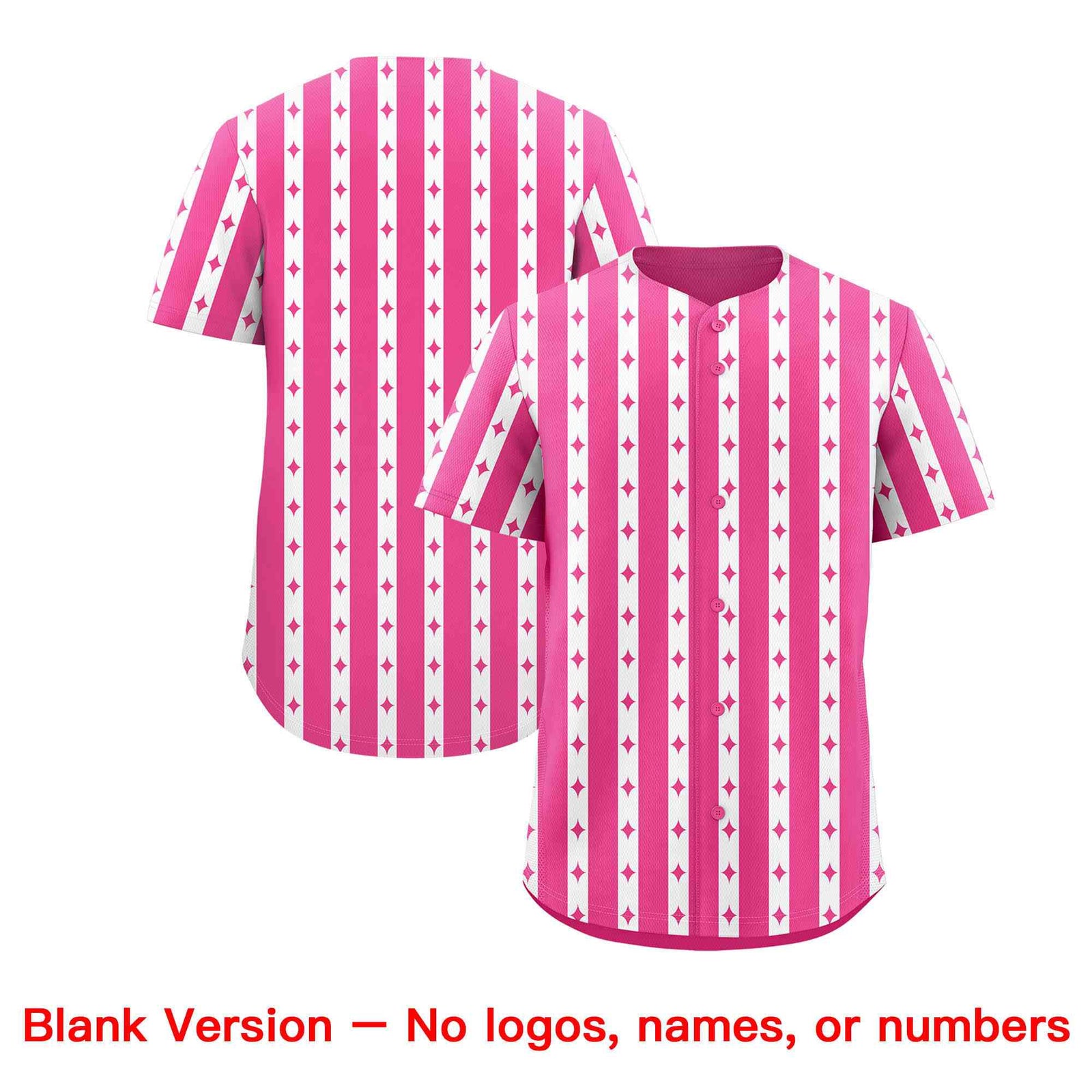 Custom Pink White Star Pattern Thick Stripes Baseball Jersey