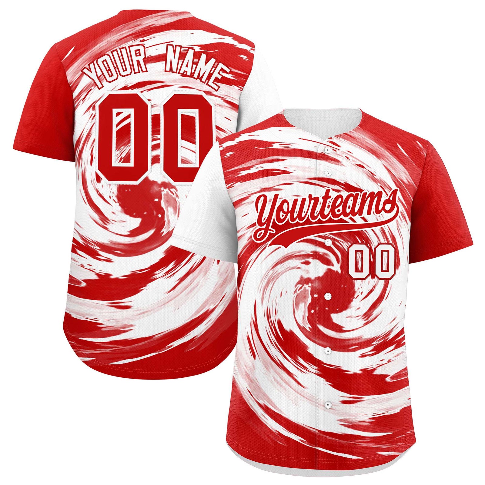 Custom White Red Swirl Graffiti Pattern Authentic Baseball Jersey