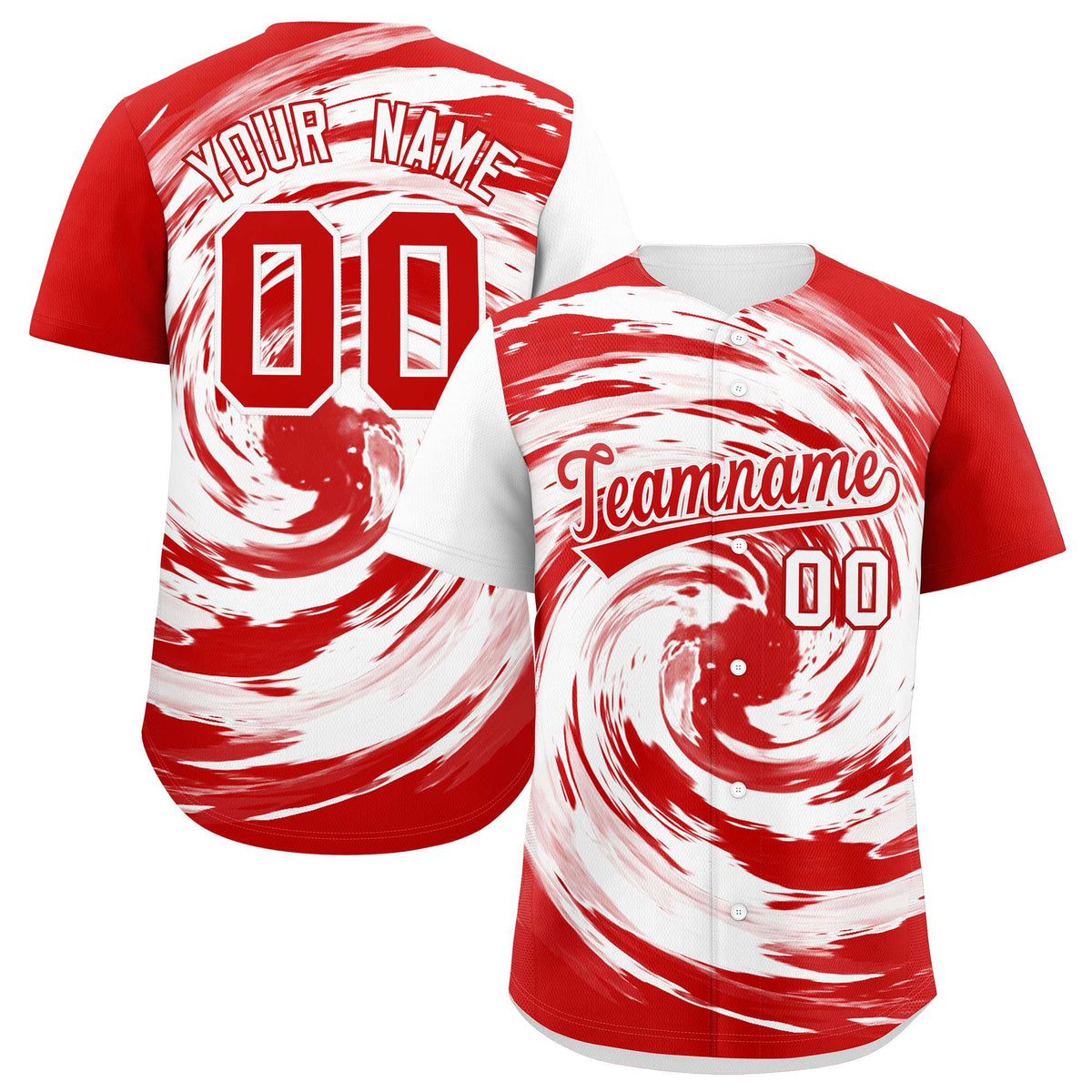 Custom White Red Swirl Graffiti Pattern Authentic Baseball Jersey