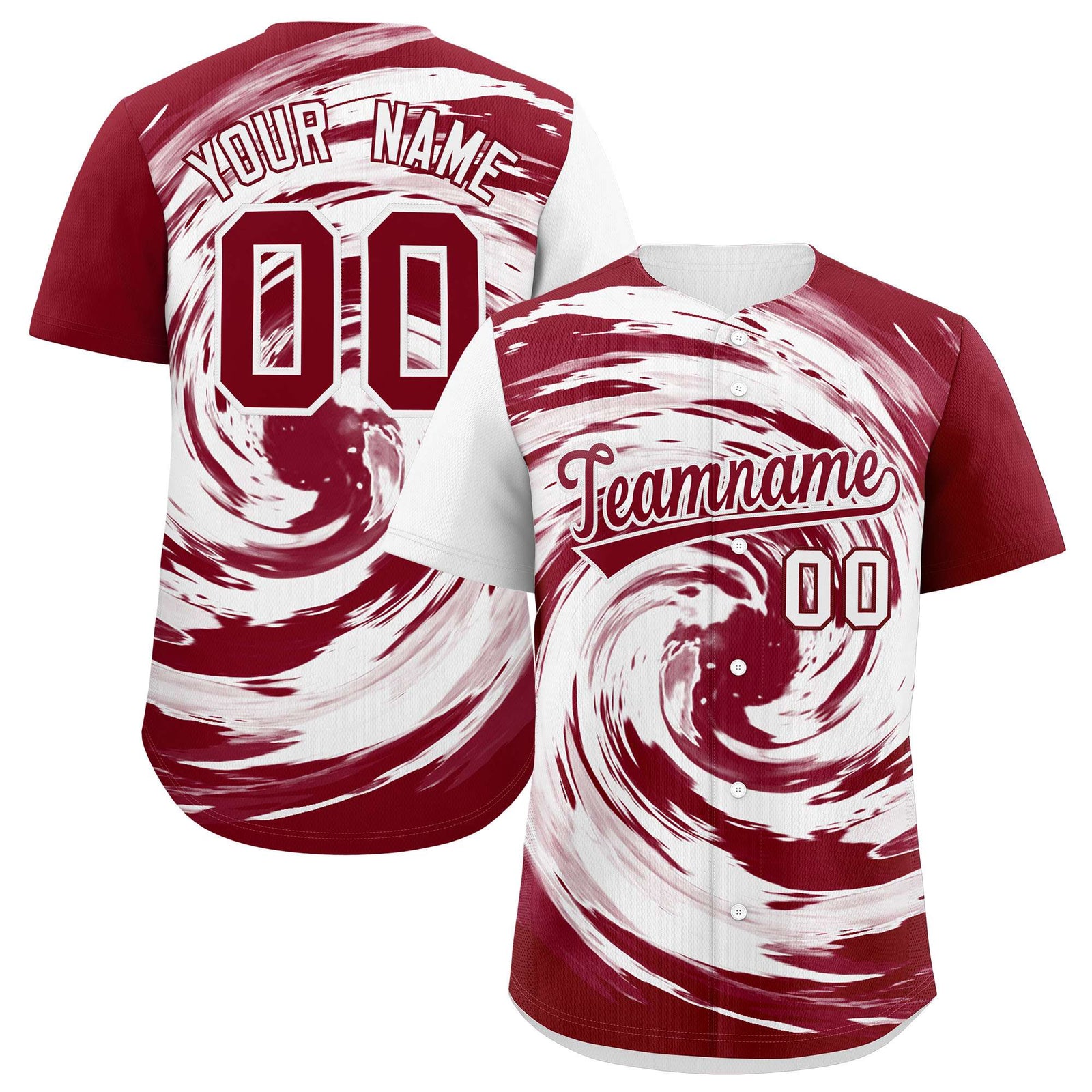 Custom White Crimson Swirl Graffiti Pattern Authentic Baseball Jersey