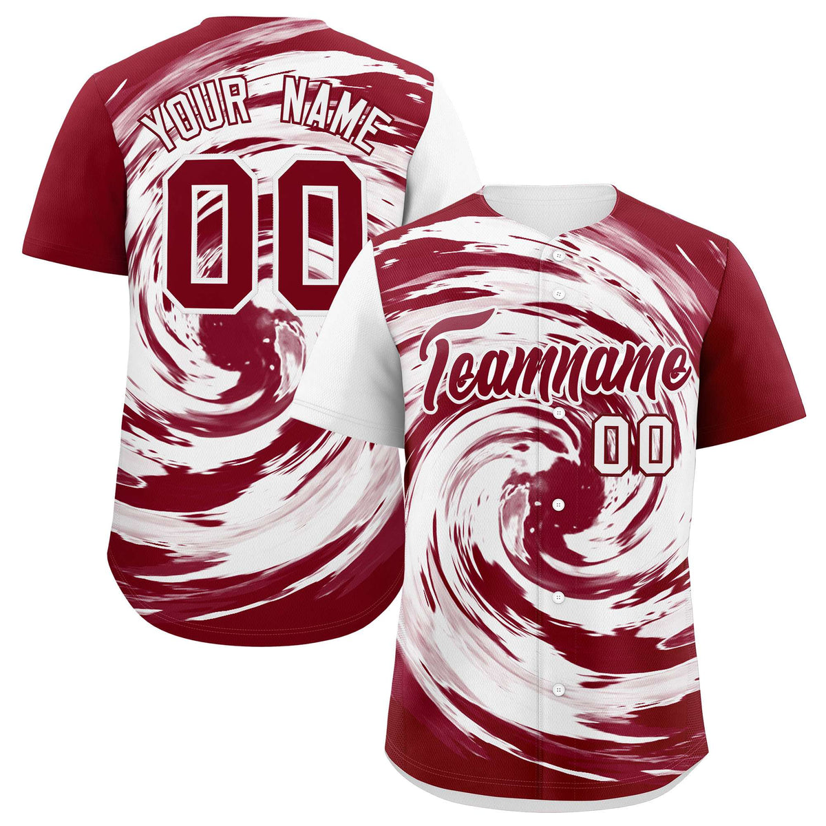 Custom White Crimson Swirl Graffiti Pattern Authentic Baseball Jersey