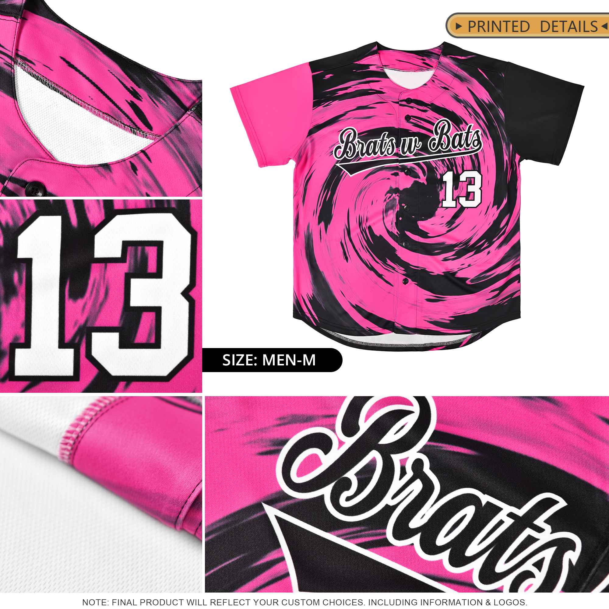 Custom Royal Pink Swirl Graffiti Pattern Authentic Baseball Jersey