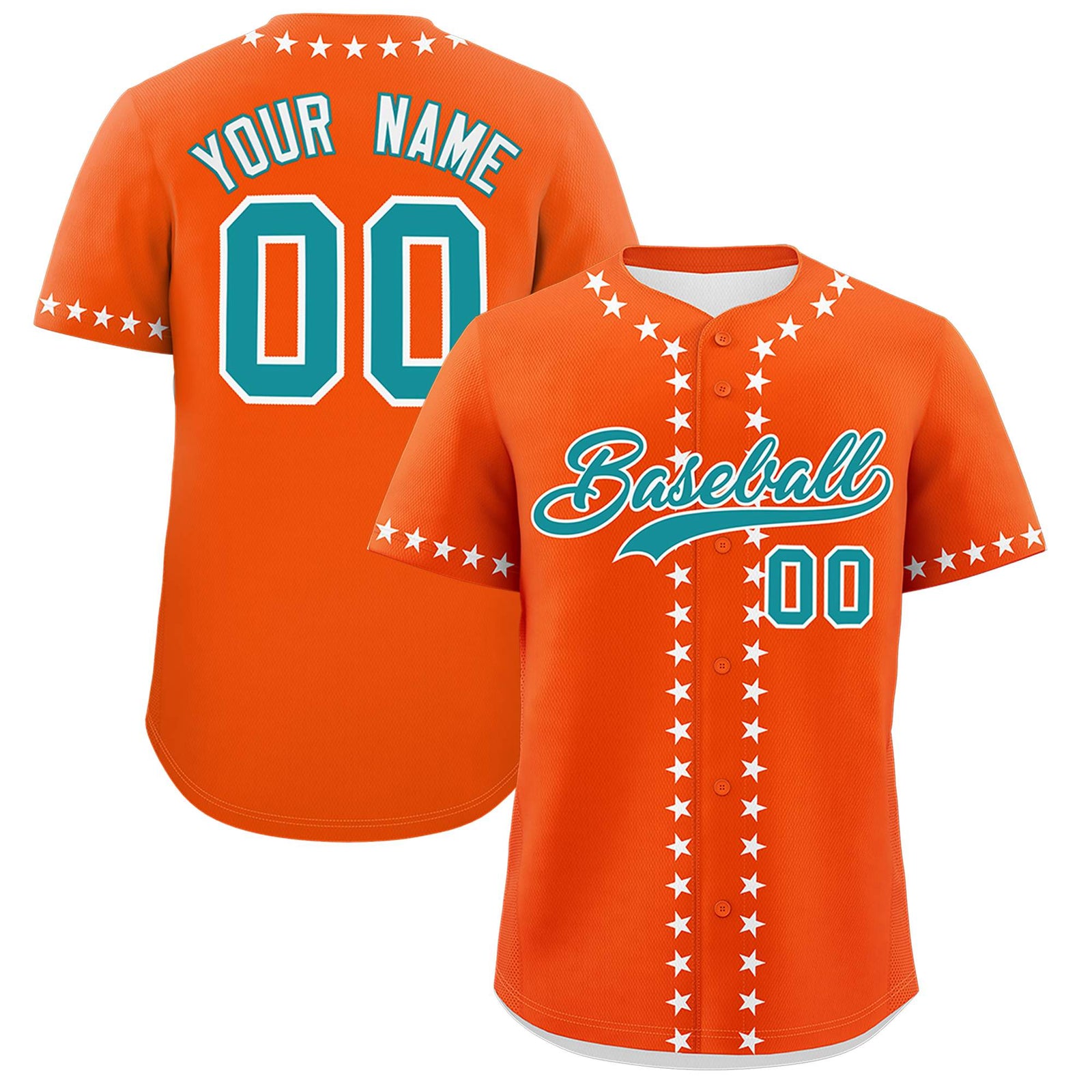 Custom Orange White Star Ribbing Authentic Baseball Jersey