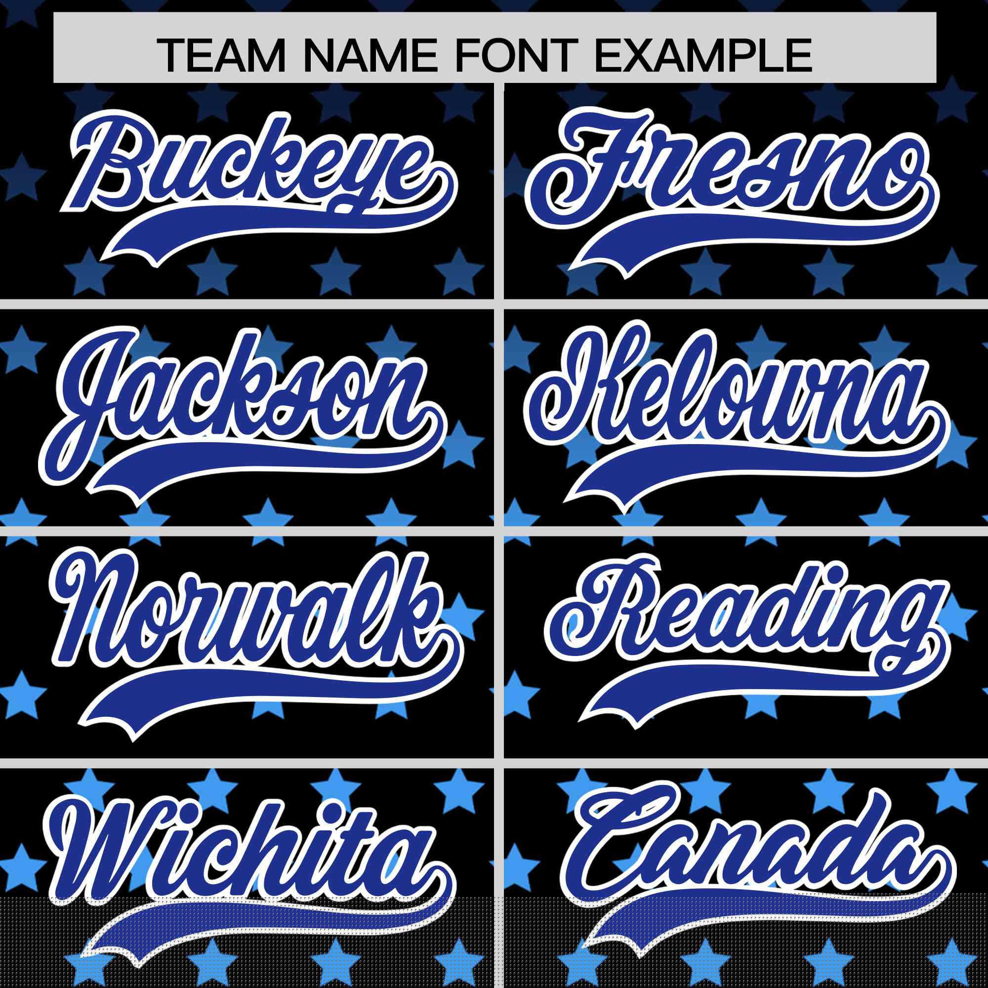 Custom Black Royal-White Raglan Sleeve Personalized Star Print Authentic Baseball Jersey
