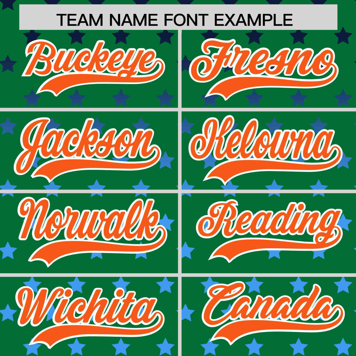 Custom Kelly Green Orange-White Raglan Sleeve Personalized Star Print Authentic Baseball Jersey