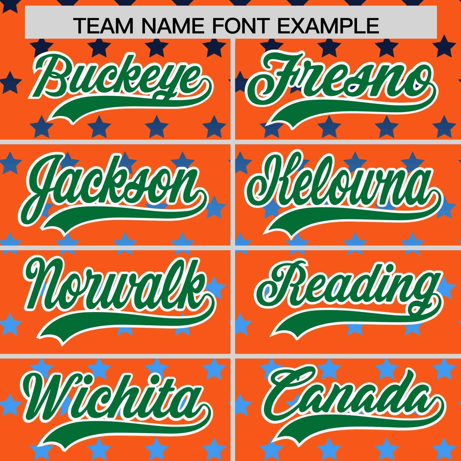 Custom Orange Kelly Green-White Raglan Sleeve Personalized Star Print Authentic Baseball Jersey