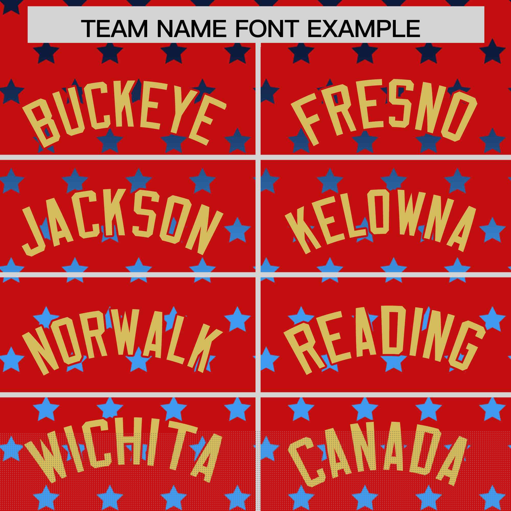 Custom Red Old Gold-White Raglan Sleeve Personalized Star Print Authentic Baseball Jersey
