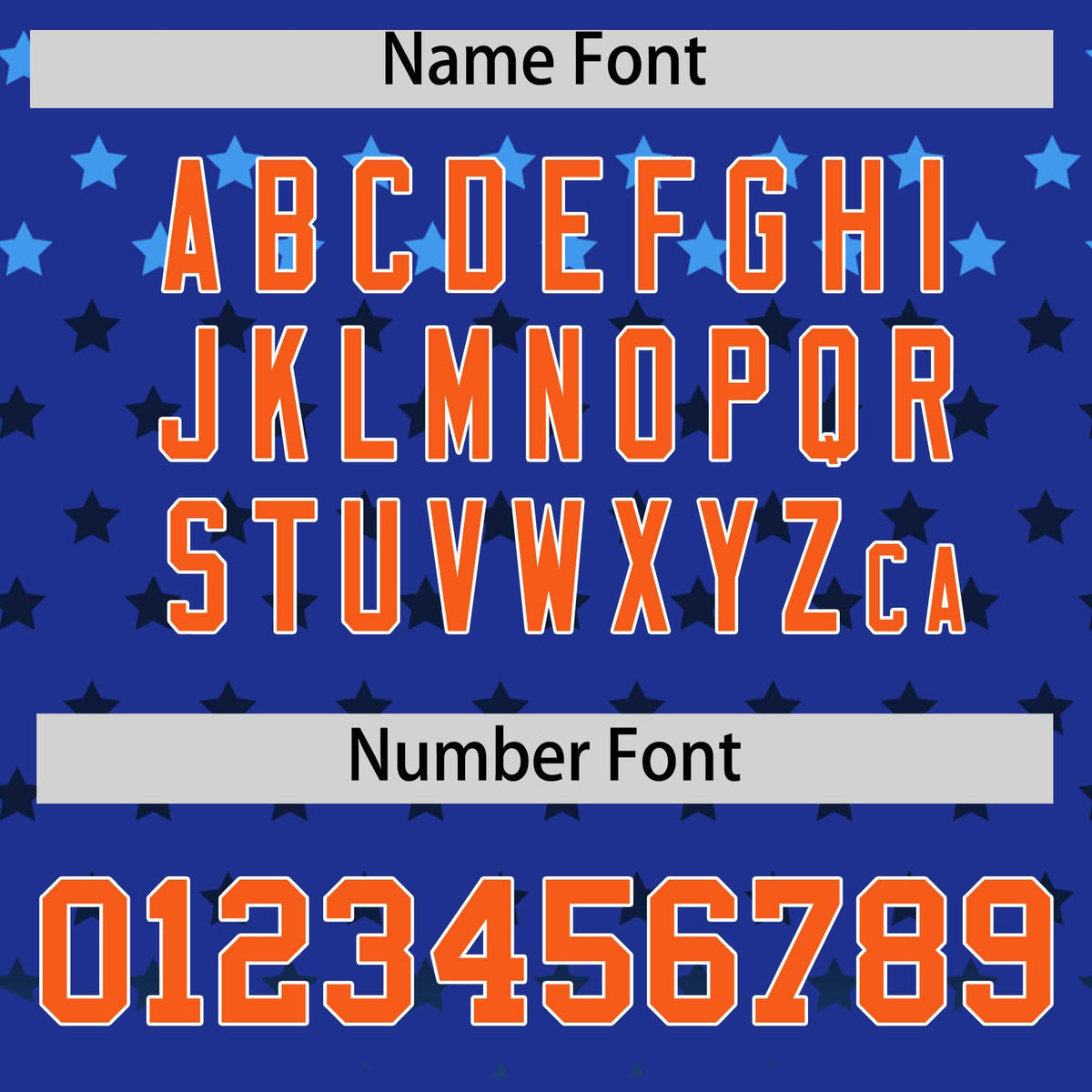 Custom Royal Orange-White Raglan Sleeve Personalized Star Print Authentic Baseball Jersey