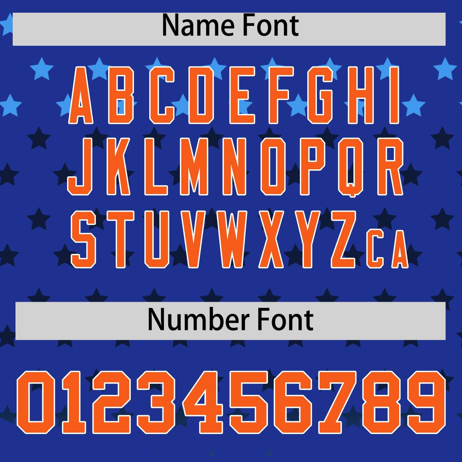 Custom Royal Orange-White Raglan Sleeve Personalized Star Print Authentic Baseball Jersey