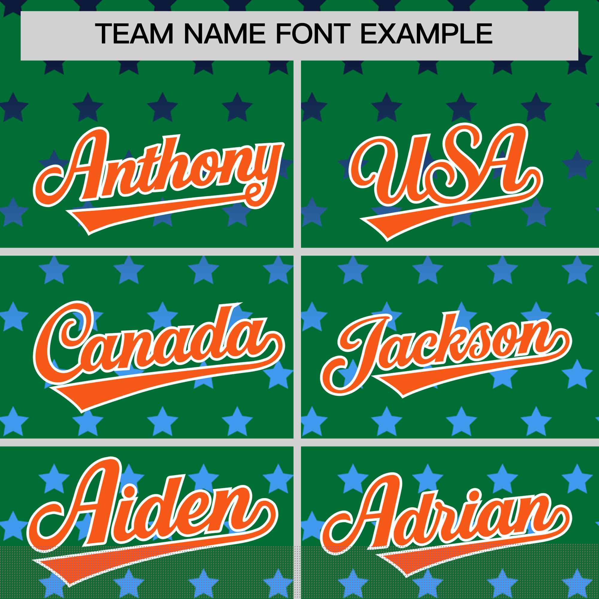 Custom Kelly Green Orange-White Raglan Sleeve Personalized Star Print Authentic Baseball Jersey
