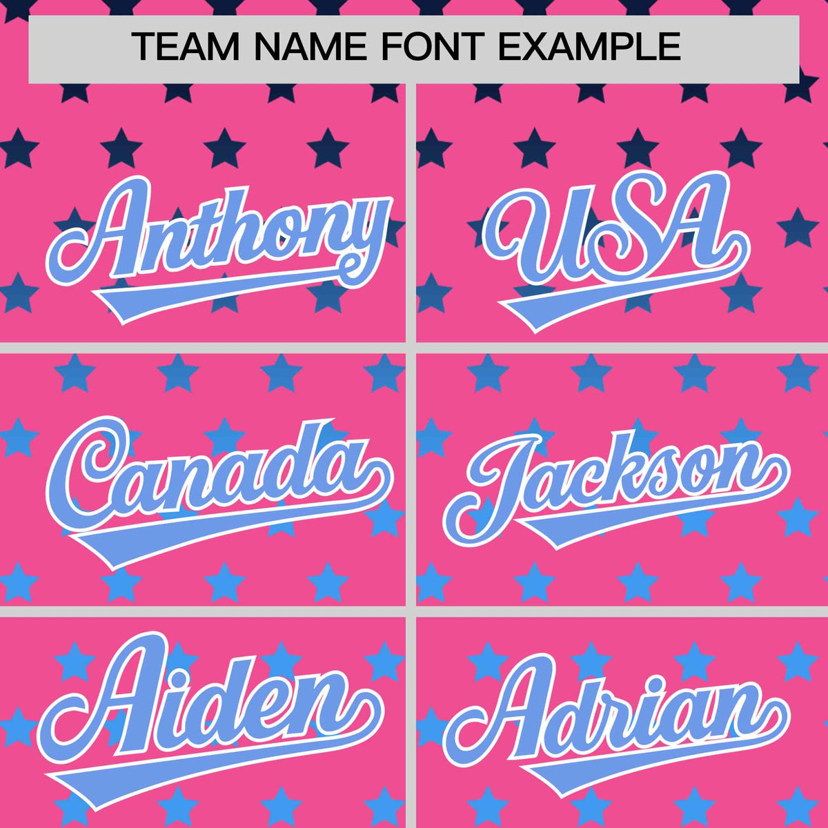 Custom Pink Light Blue-White Raglan Sleeve Personalized Star Print Authentic Baseball Jersey