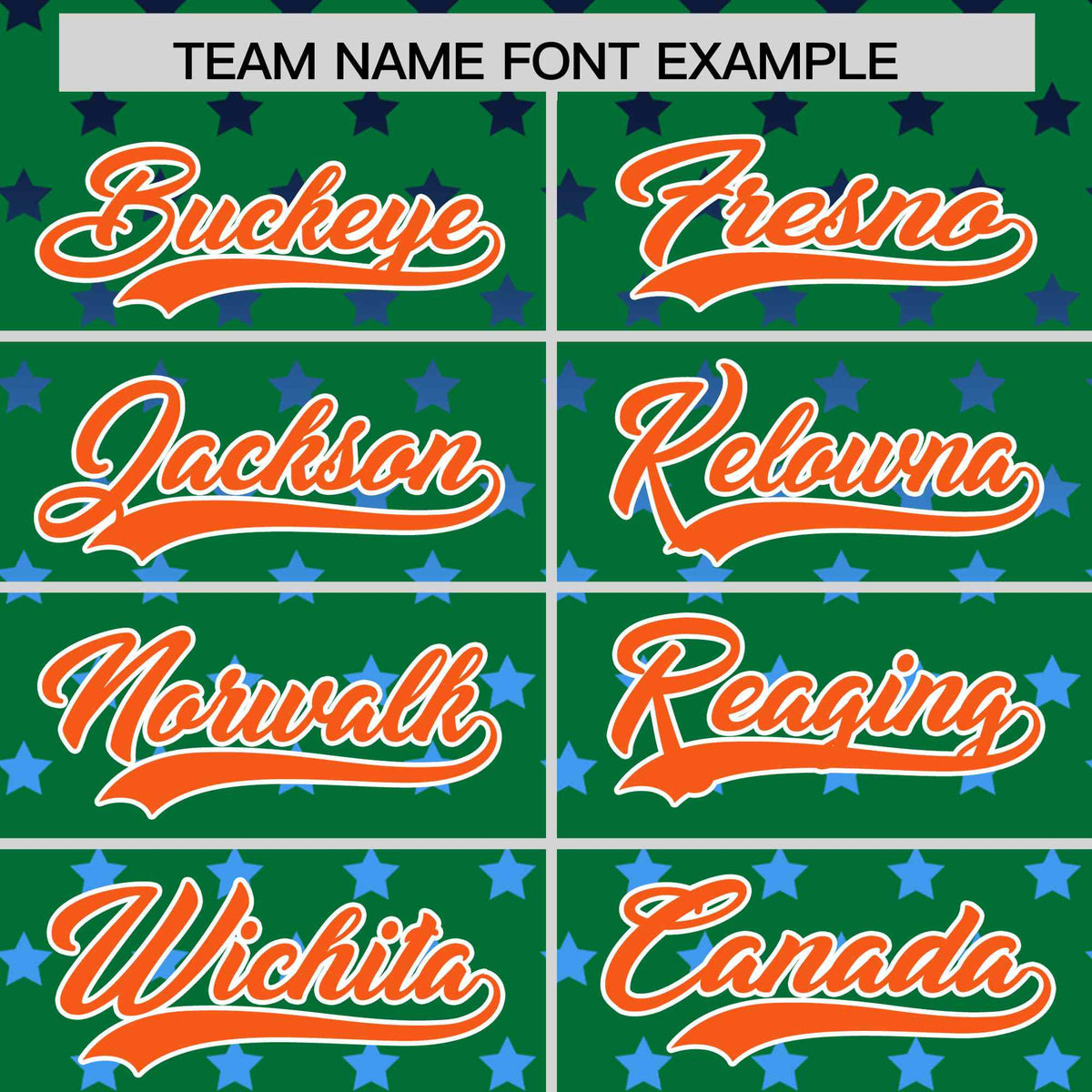 Custom Kelly Green Orange-White Raglan Sleeve Personalized Star Print Authentic Baseball Jersey