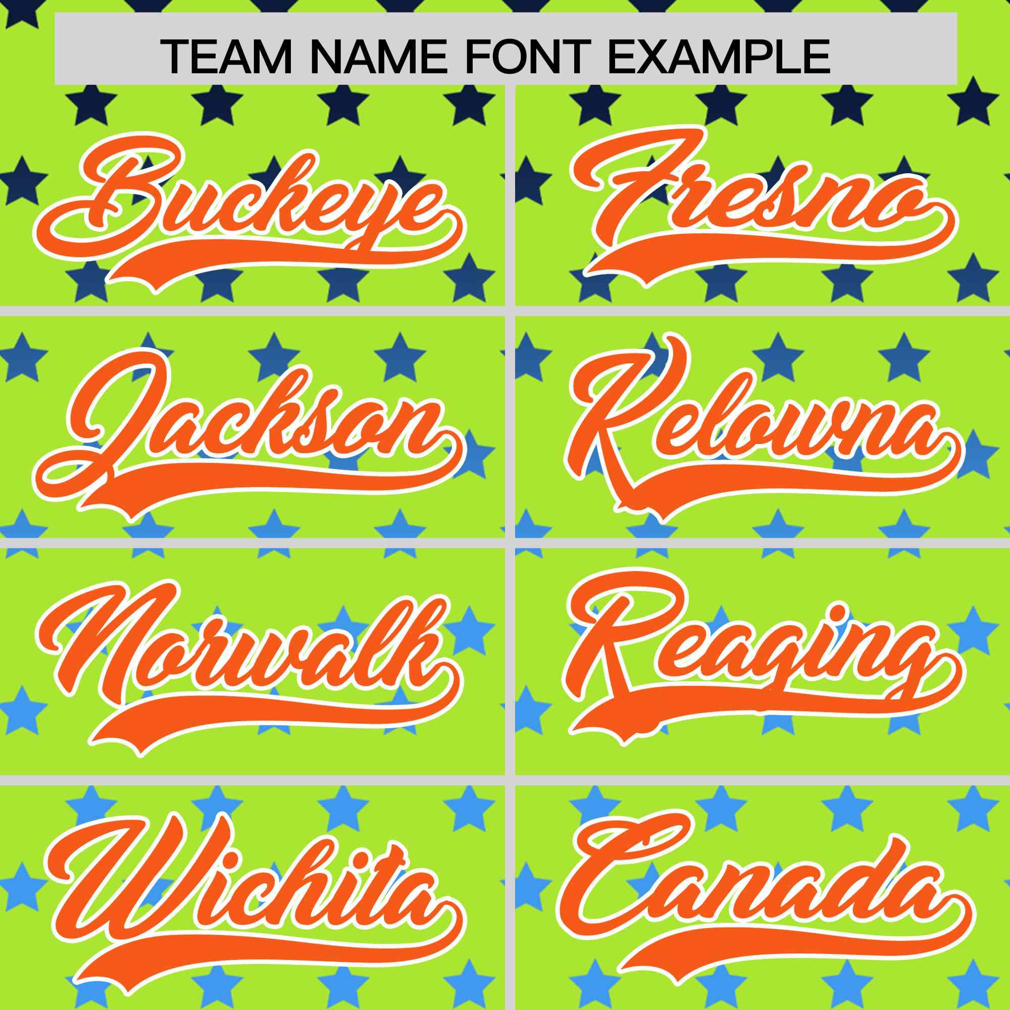 Custom Neon Green Orange-White Raglan Sleeve Personalized Star Print Authentic Baseball Jersey