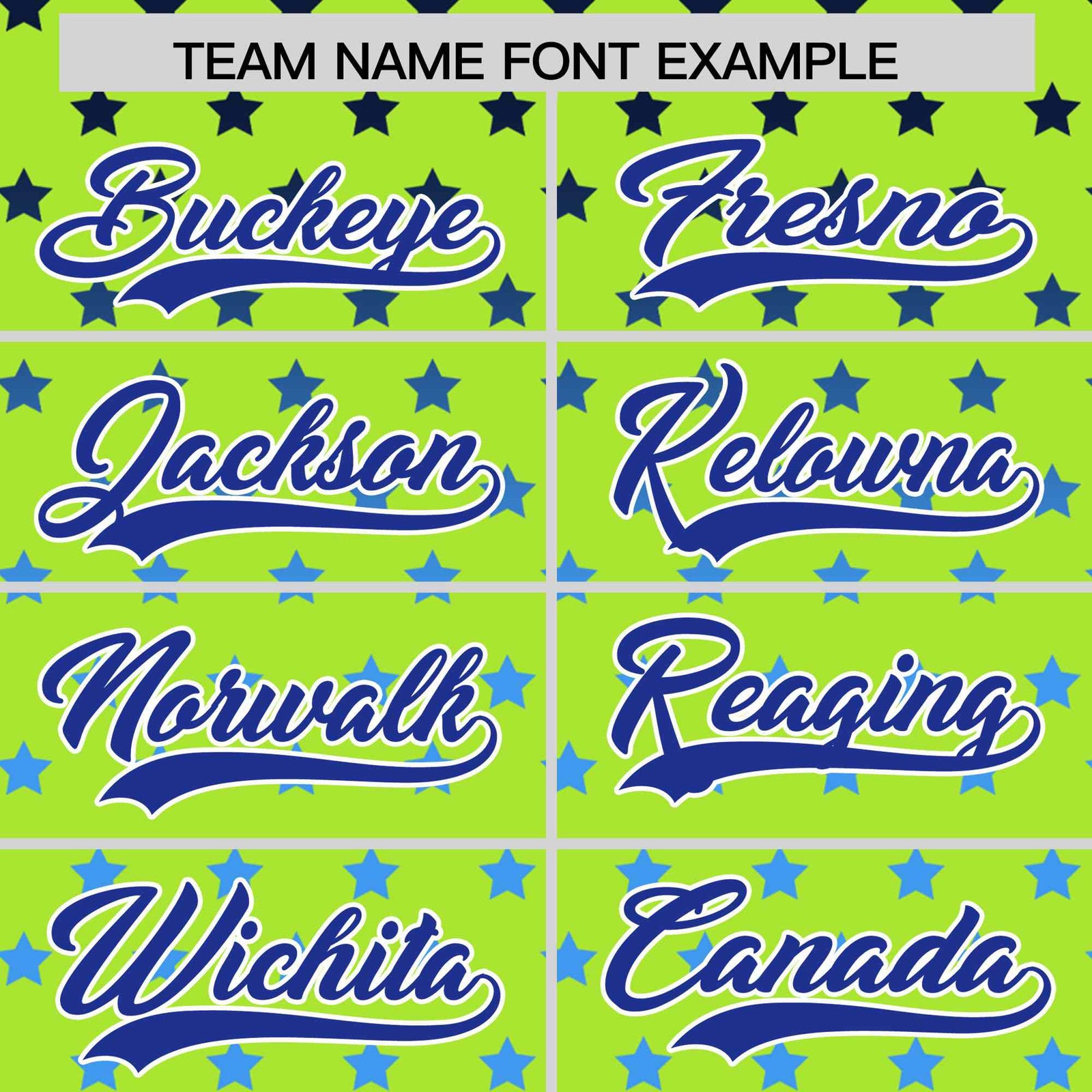 Custom Neon Green Royal-White Raglan Sleeve Personalized Star Print Authentic Baseball Jersey