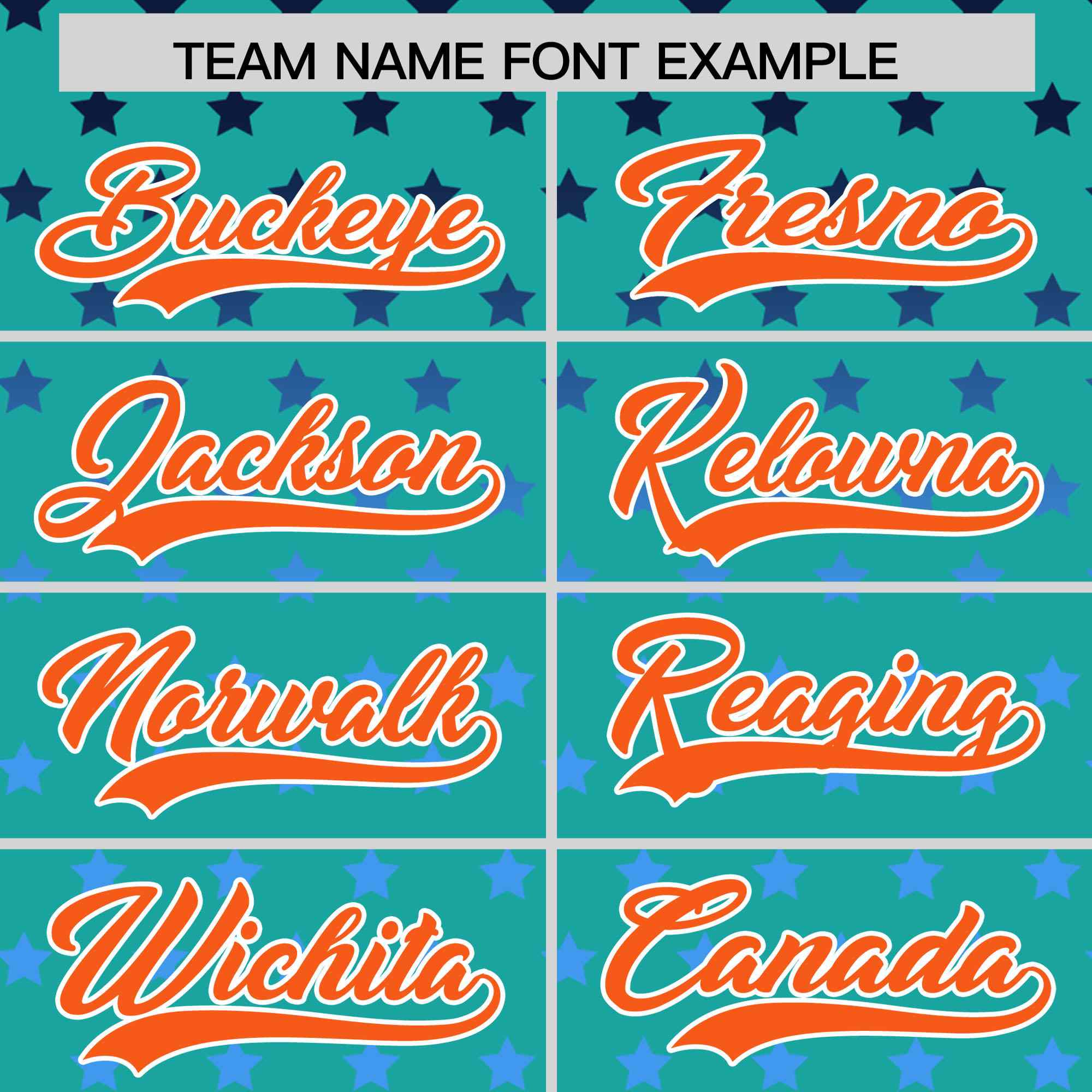 Custom Aqua Orange-White Raglan Sleeve Personalized Star Print Authentic Baseball Jersey