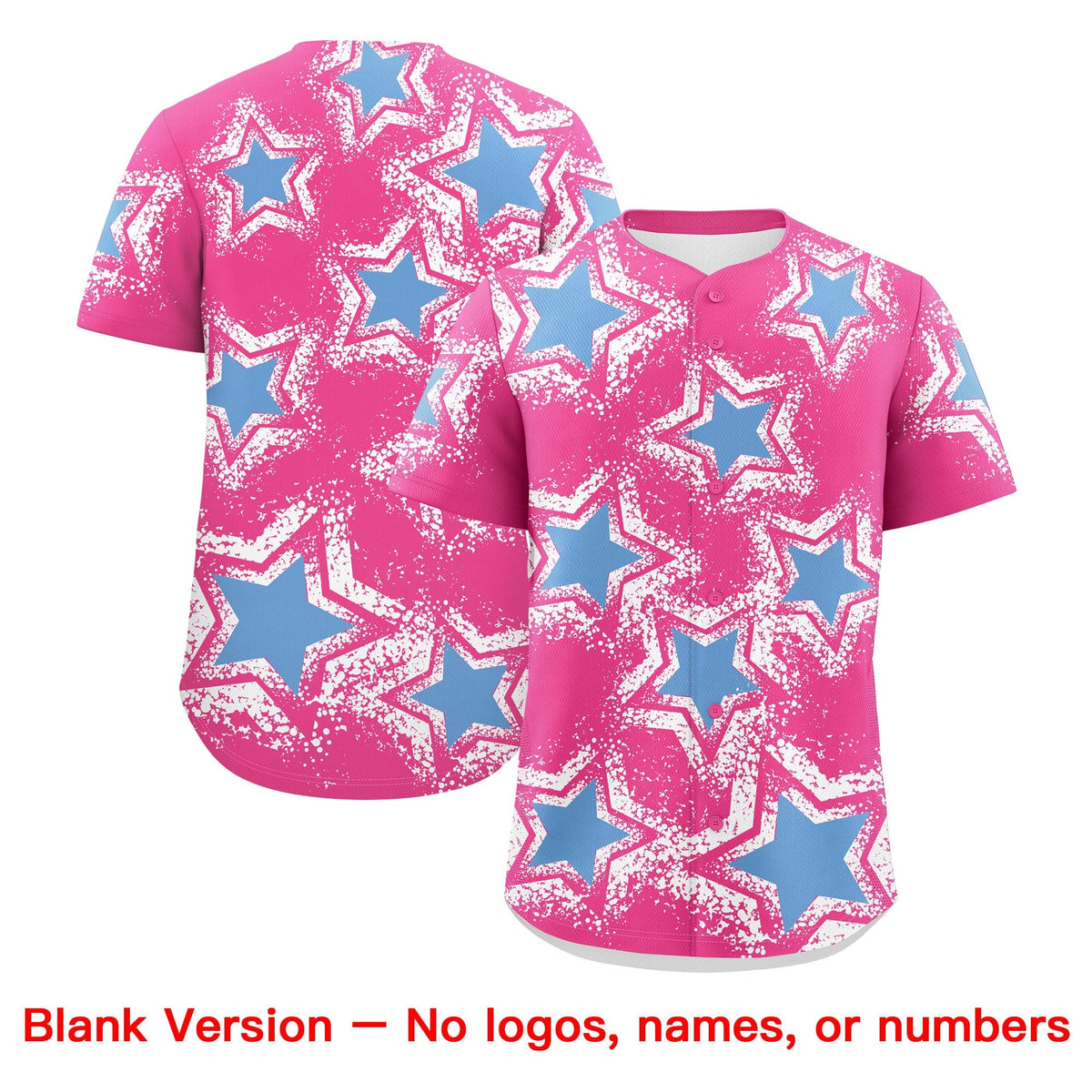 Custom Pink White Light Blue Star Graffiti Team Baseball Jerseys With Custom Names, Numbers &amp; Logos Lightweight Baseball Jersey| KXKSHOP
