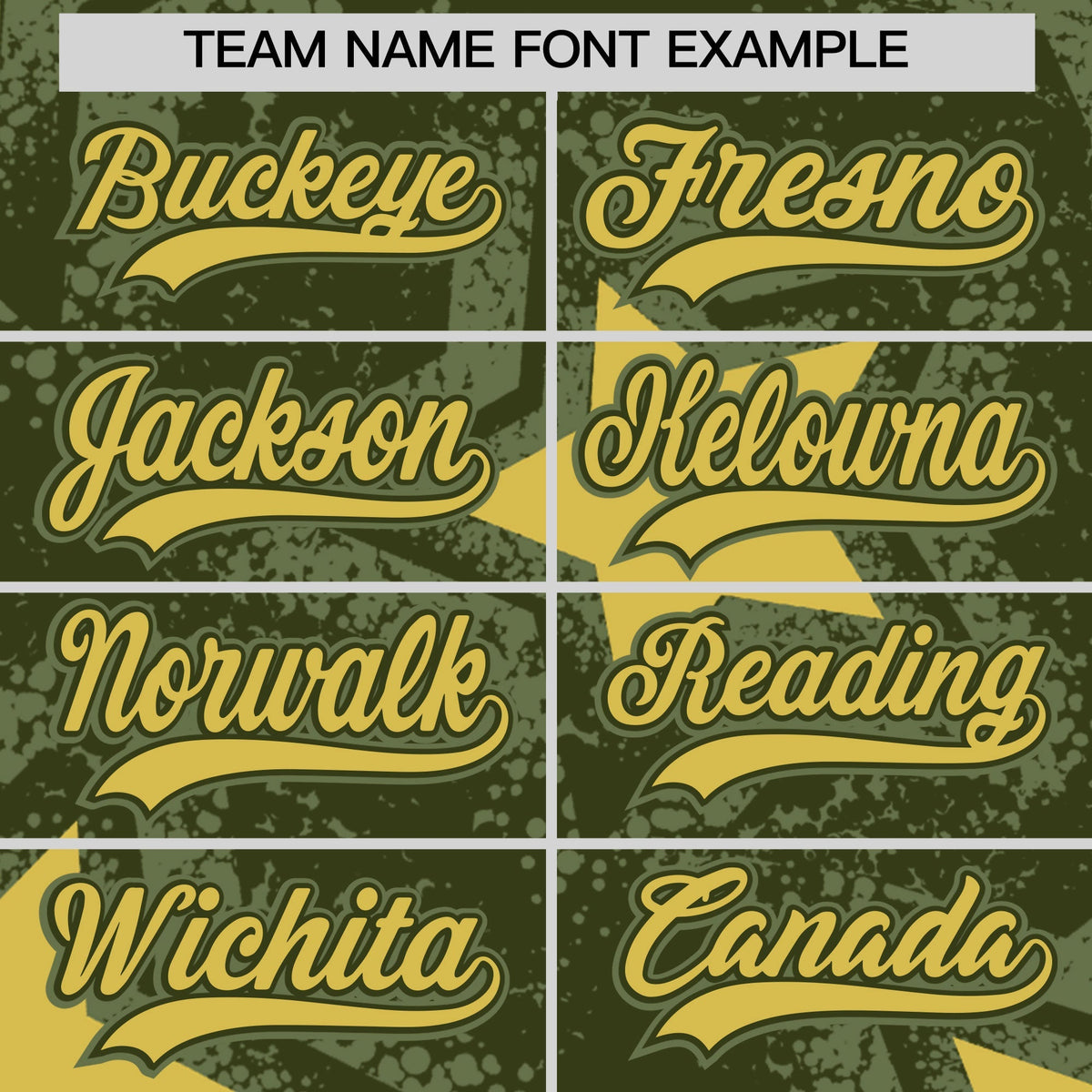 Custom Olive Khaki Star Graffiti Team Baseball Jerseys With Custom Names, Numbers &amp; Logos Stretch Fabric Baseball Jersey| KXKSHOP