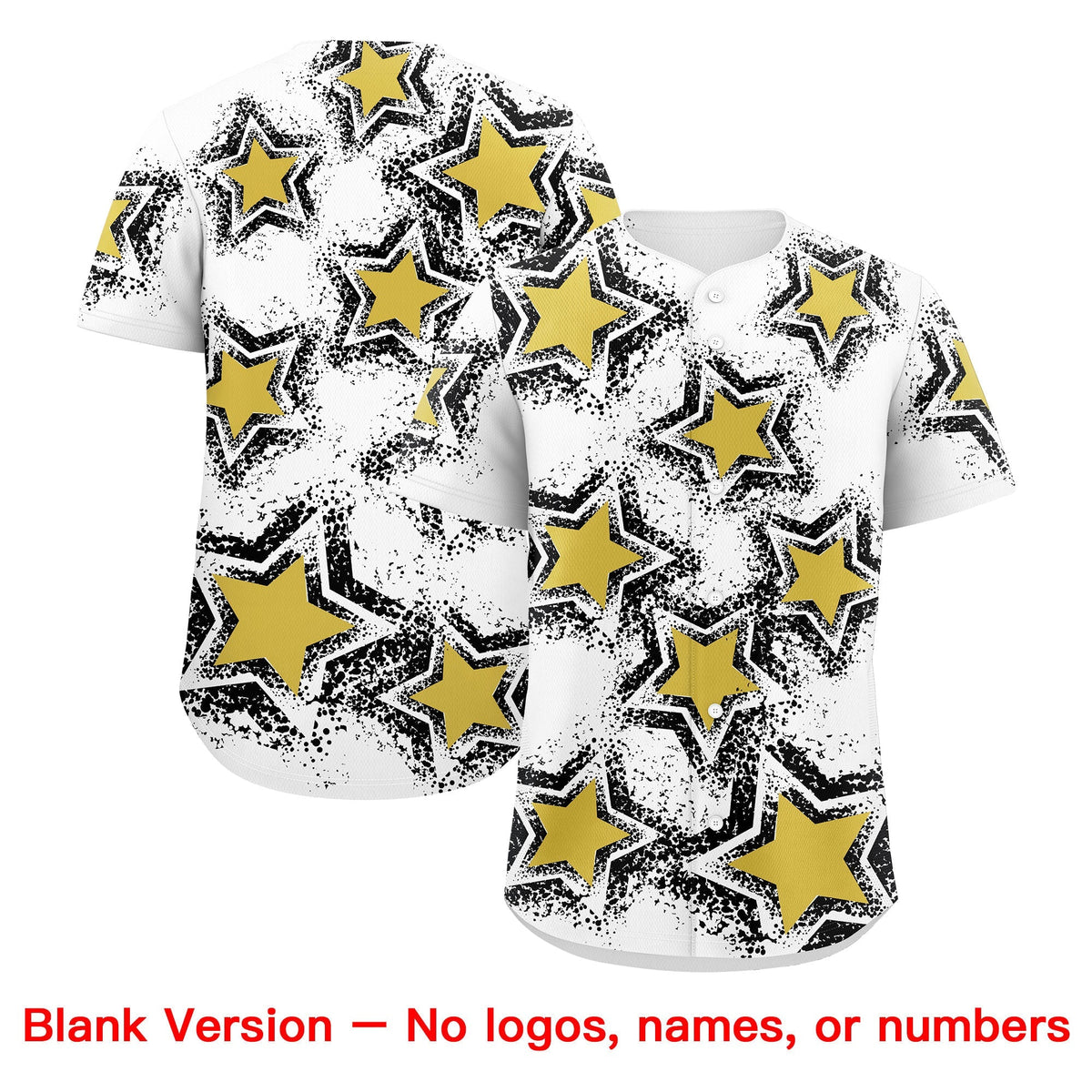 Custom White Black Old Gold Star Graffiti Team Baseball Jerseys With Custom Names, Numbers &amp; Logos Stretch Fabric Baseball Jersey| KXKSHOP