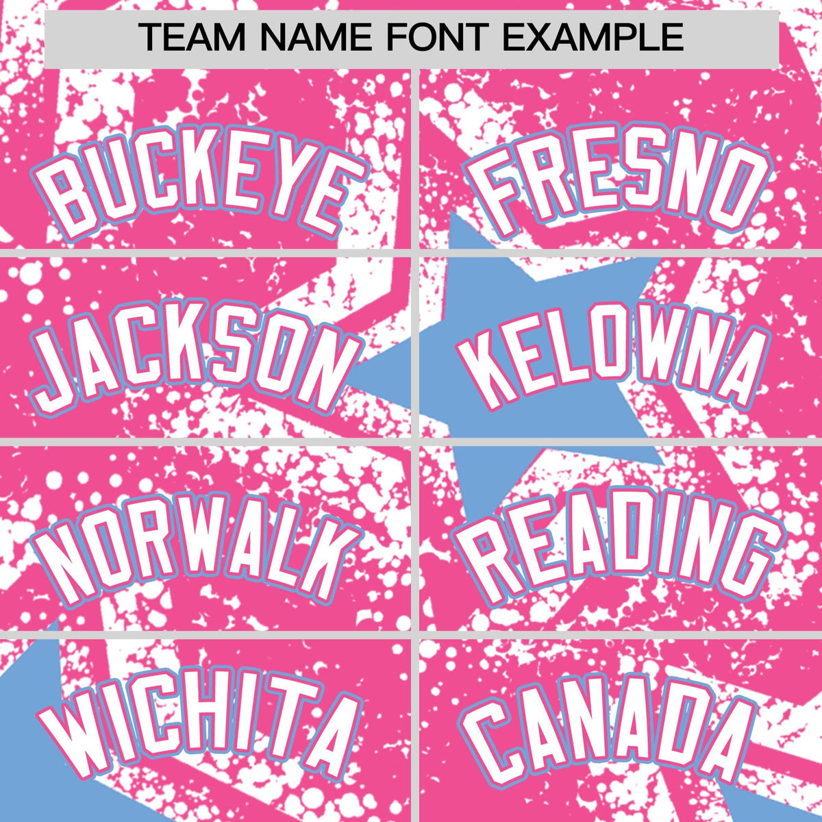 Custom Pink White Light Blue Star Graffiti Team Baseball Jerseys With Custom Names, Numbers &amp; Logos Lightweight Baseball Jersey| KXKSHOP