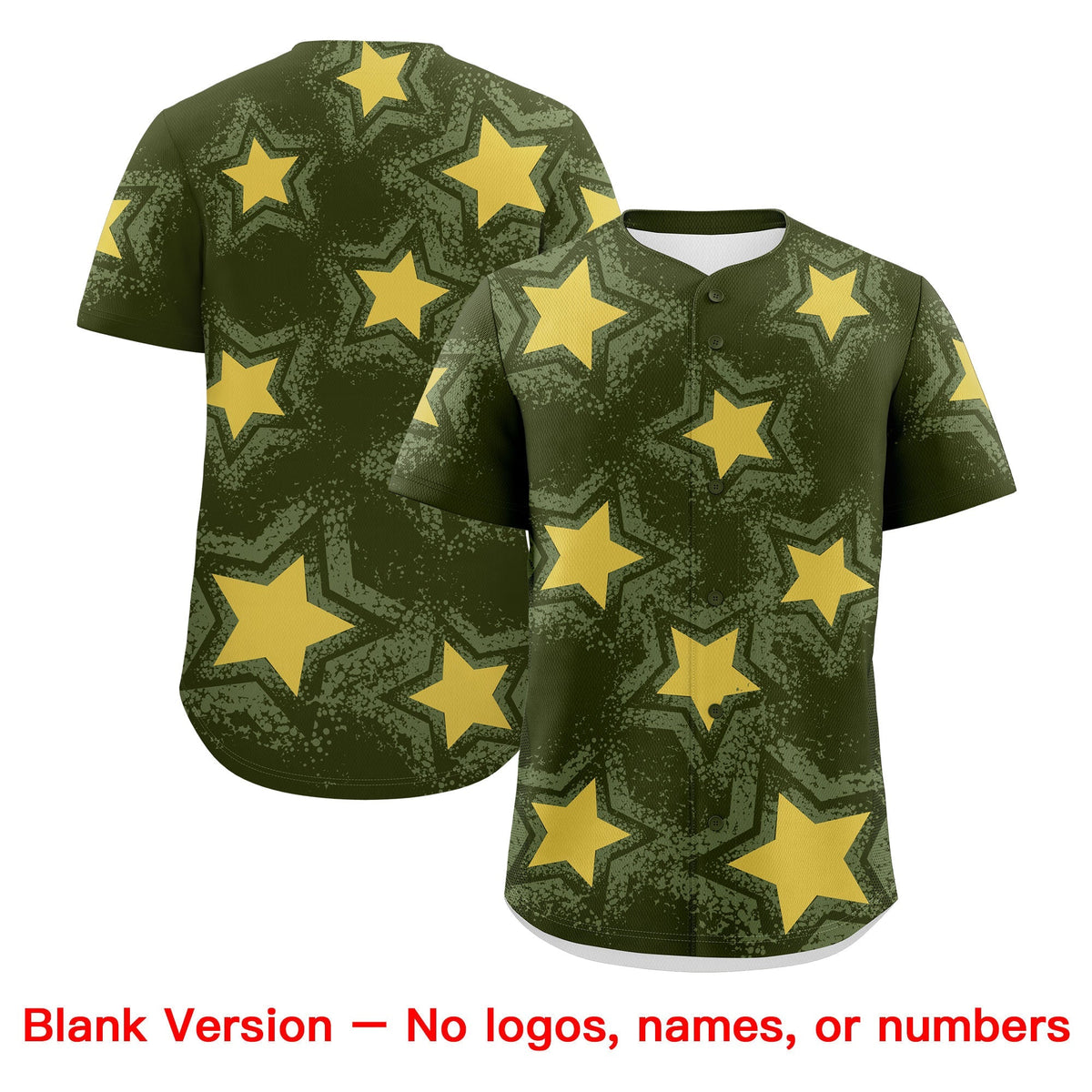 Custom Olive Khaki Star Graffiti Team Baseball Jerseys With Custom Names, Numbers &amp; Logos Stretch Fabric Baseball Jersey| KXKSHOP