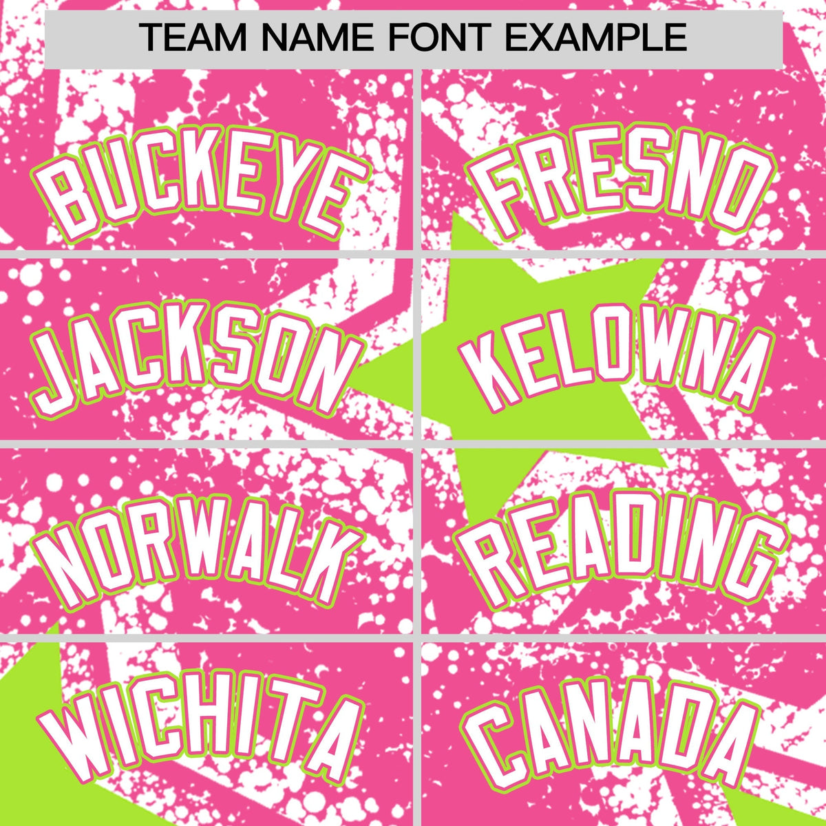 Custom Pink White Neon Green Star Graffiti Team Baseball Jerseys With Custom Names, Numbers &amp; Logos Lightweight Baseball Jersey| KXKSHOP
