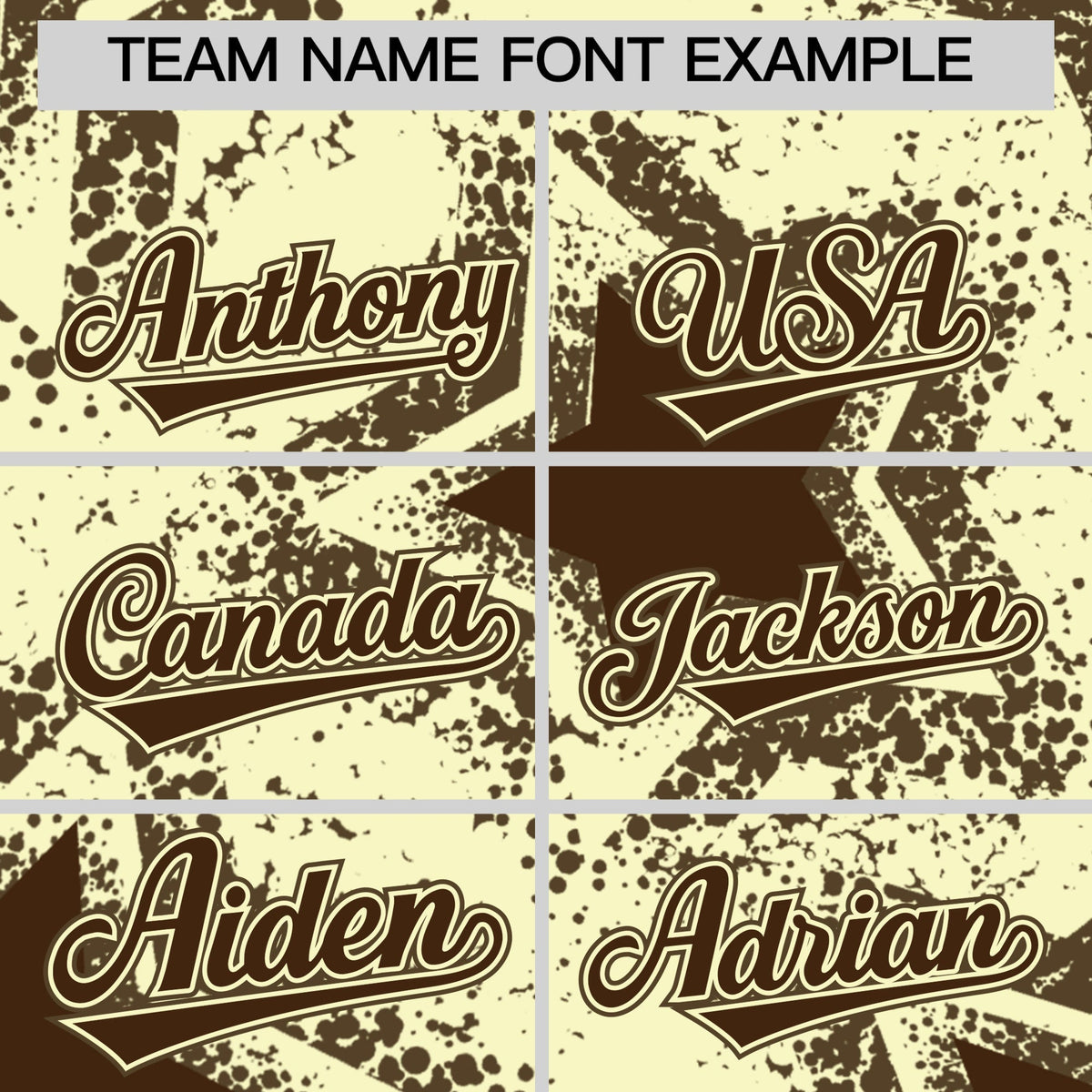 Custom Cream Light Brown Brown Star Graffiti Team Baseball Jerseys With Custom Names, Numbers &amp; Logos Lightweight Baseball Jersey| KXKSHOP