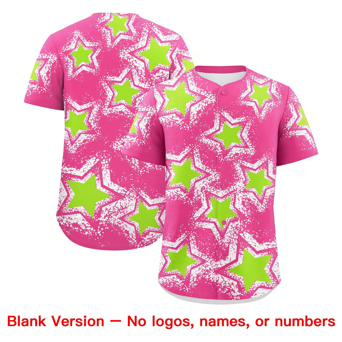 Custom Pink White Neon Green Star Graffiti Team Baseball Jerseys With Custom Names, Numbers &amp; Logos Lightweight Baseball Jersey| KXKSHOP