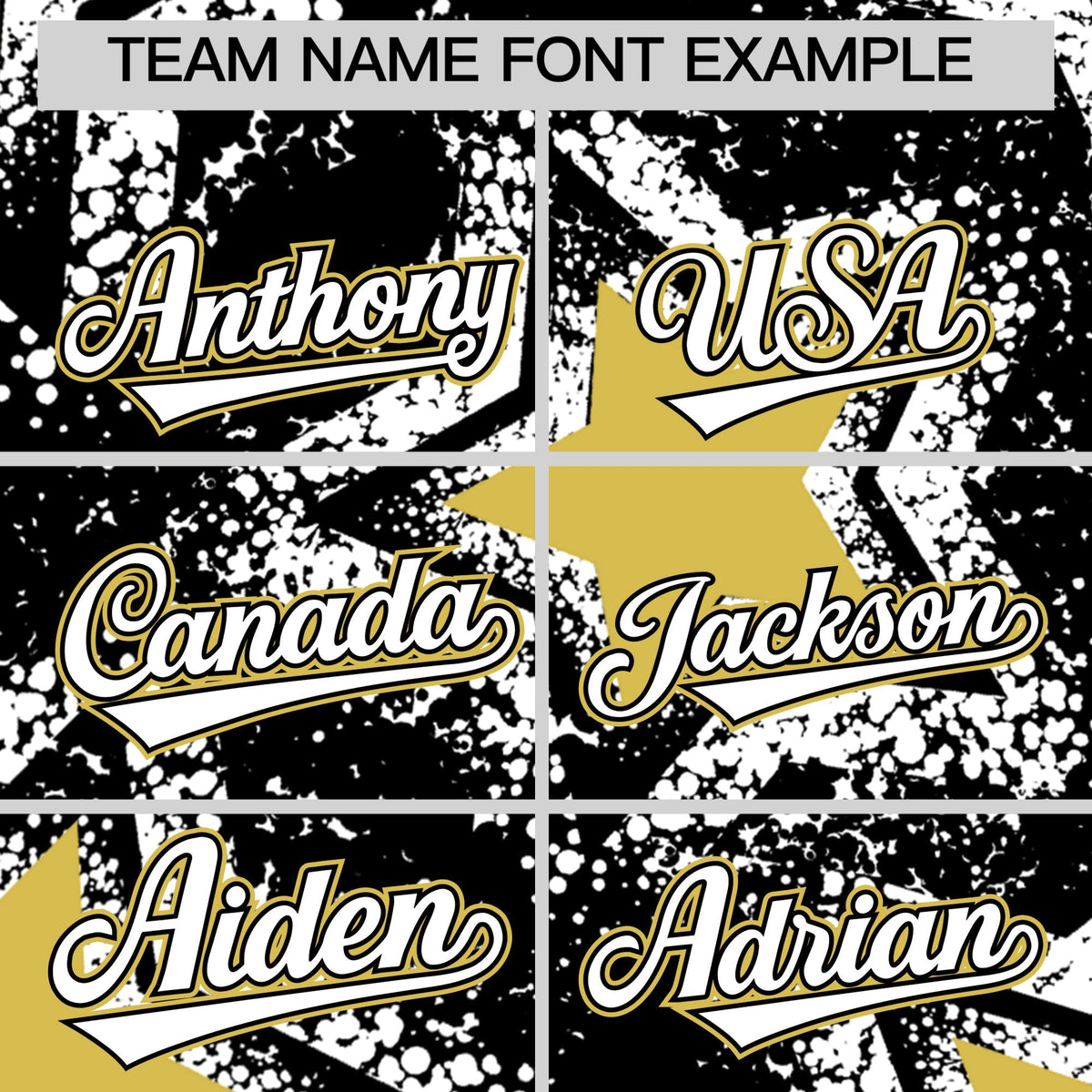 Custom Black White Old Gold Star Graffiti Team Baseball Jerseys With Custom Names, Numbers &amp; Logos Lightweight Baseball Jersey| KXKSHOP