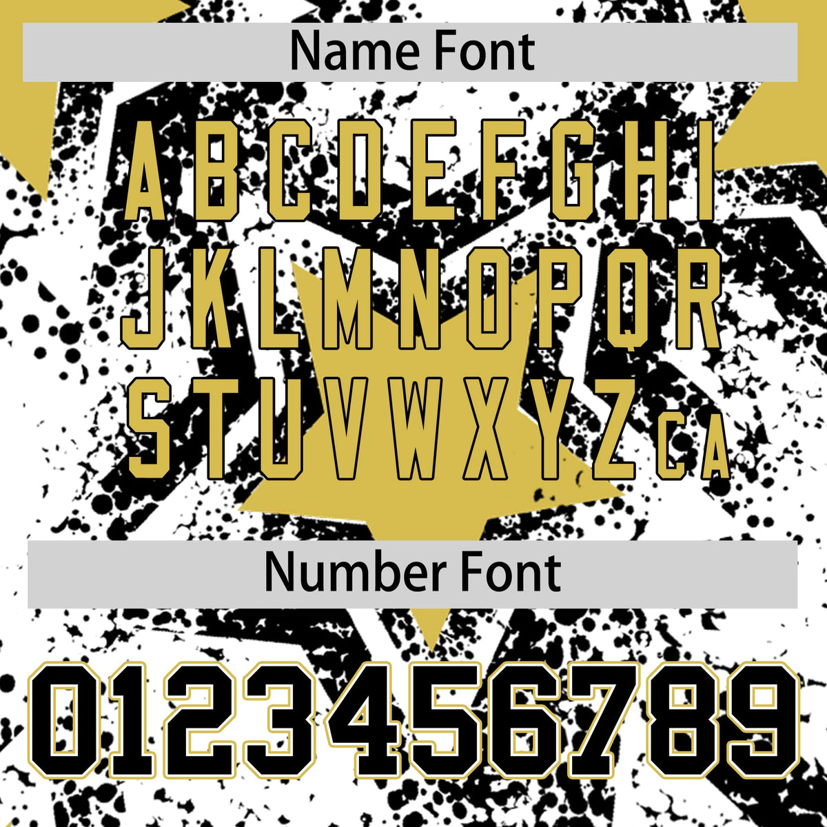 Custom White Black Old Gold Star Graffiti Team Baseball Jerseys With Custom Names, Numbers &amp; Logos Stretch Fabric Baseball Jersey| KXKSHOP